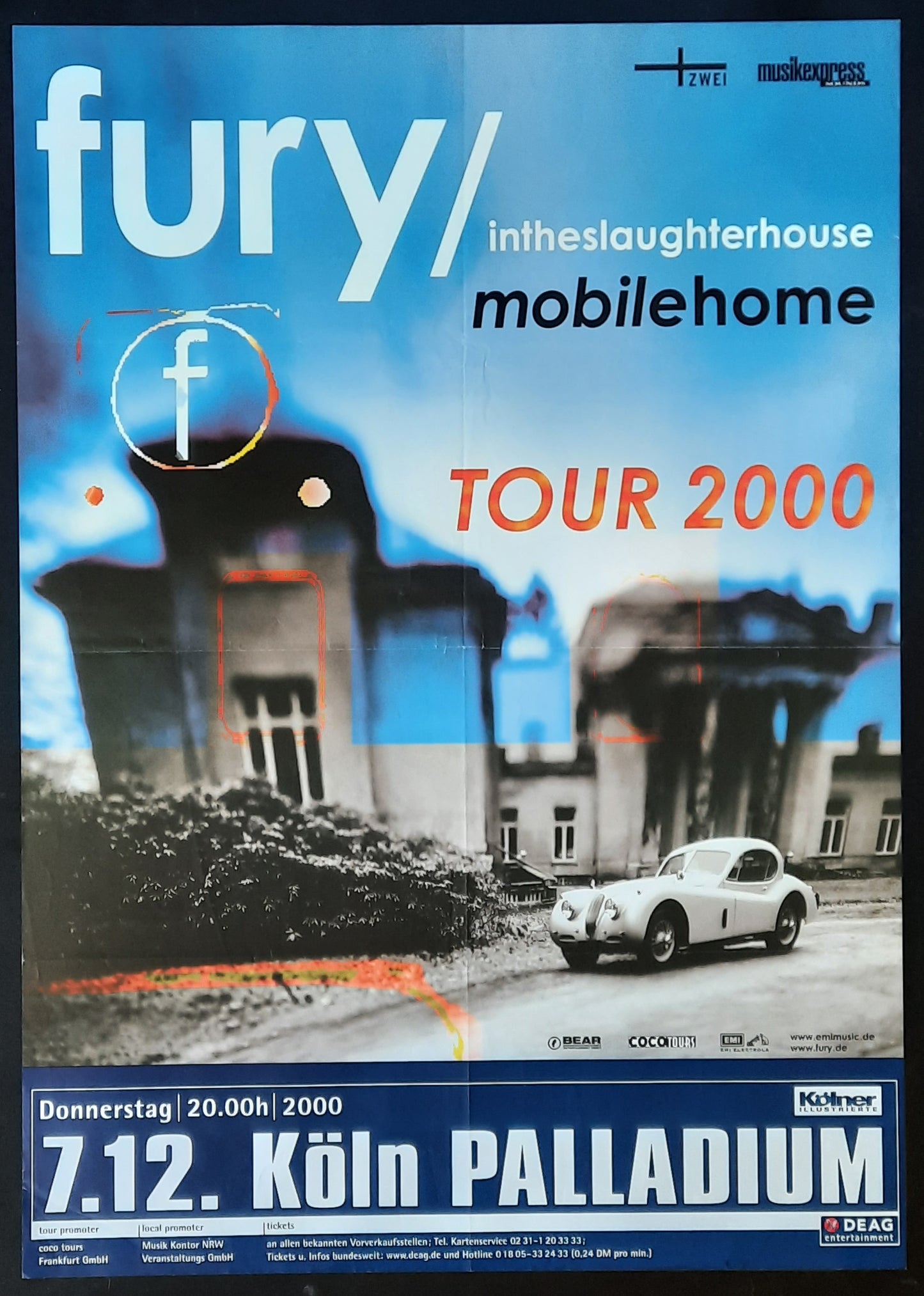 FURY IN THE SLAUGHTERHOUSE Original Concert Poster December 7, 2000 Cologne Germany 1