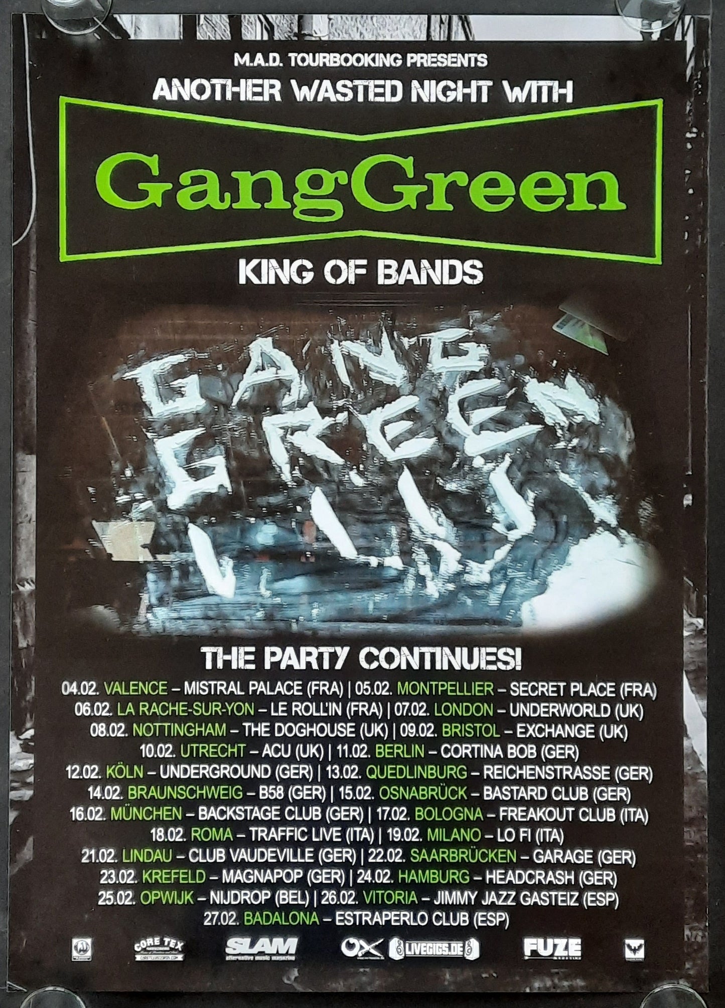 GANG GREEN Original Concert Poster 2000s European Tour 50x70d (6) 1