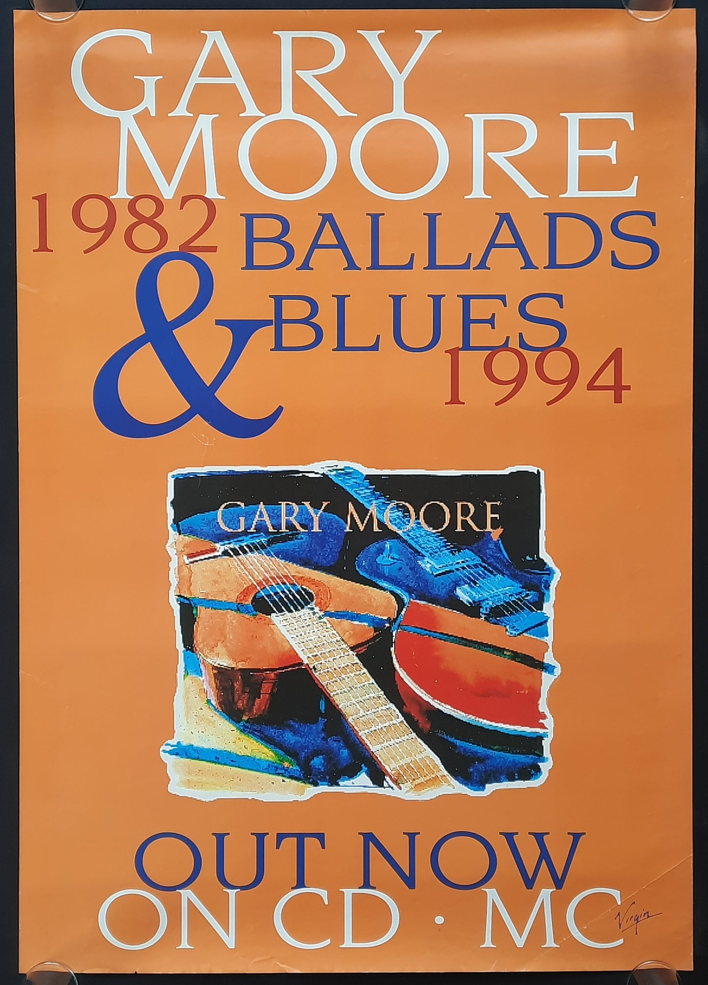 GARY MOORE Original Promotion Poster - 1994 Album "Ballads & Blues" 1