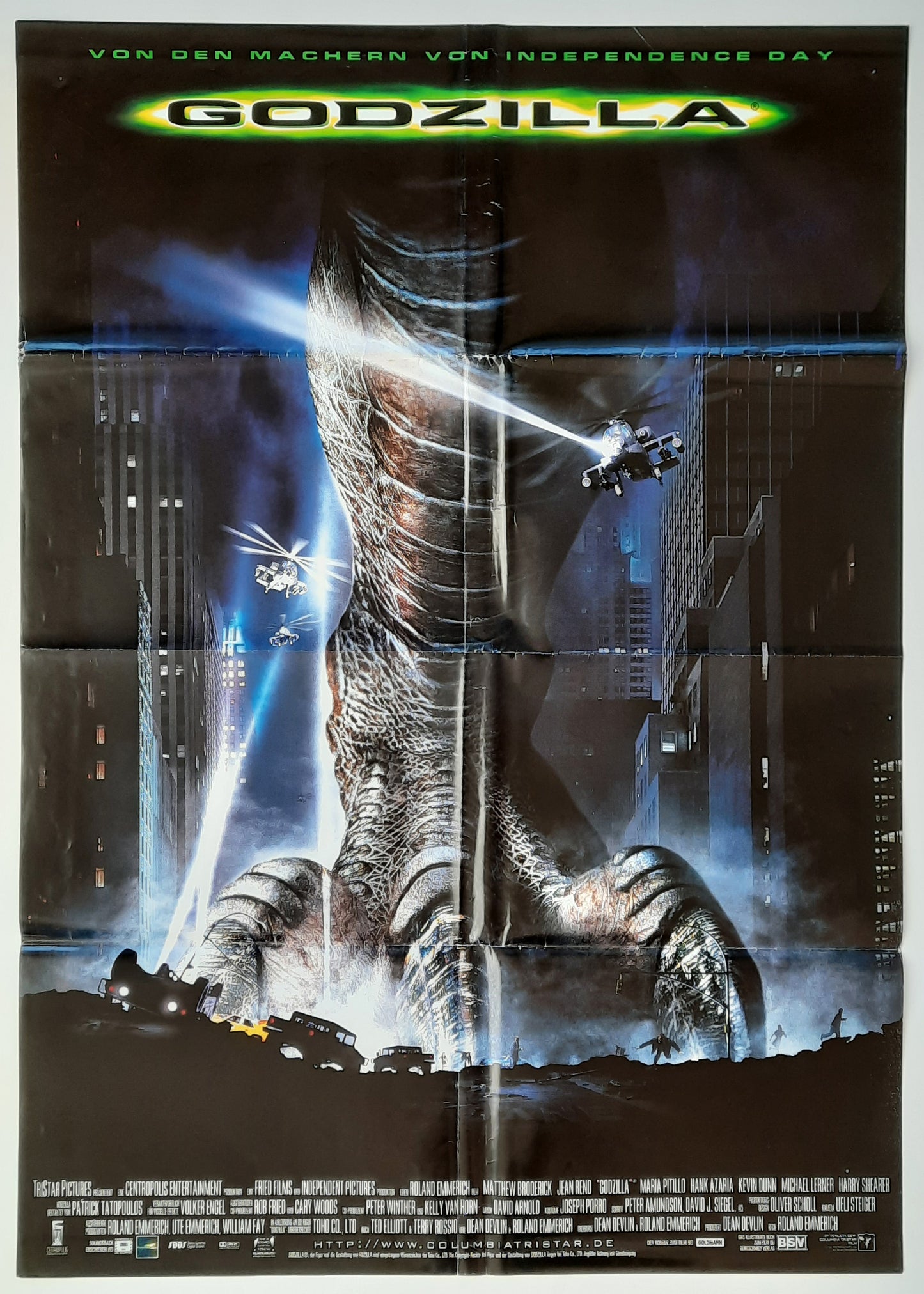 GODZILLA Original Movie Poster 1998 R. Emmerich Jean Reno German 1-Sheet