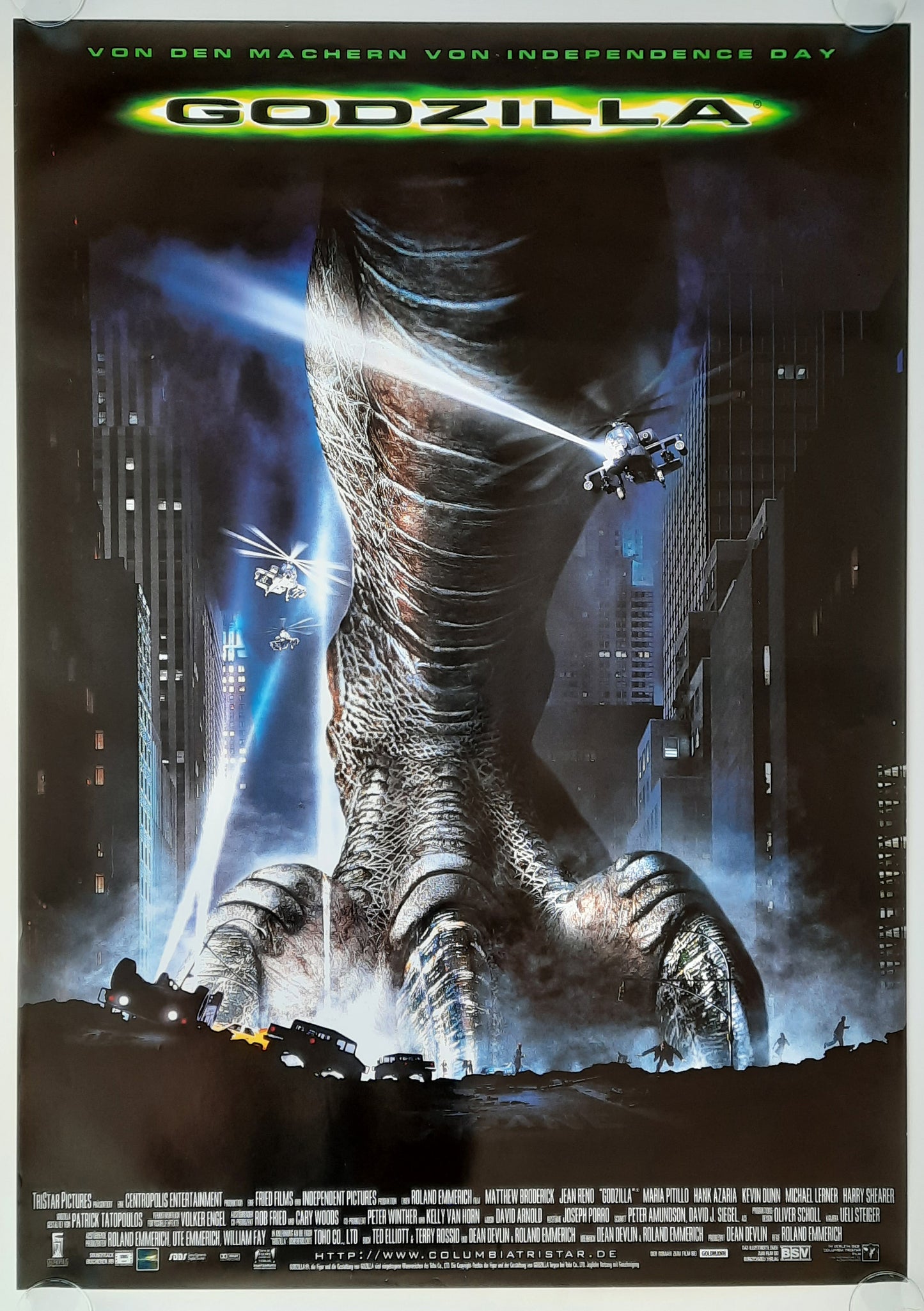 GODZILLA Original Movie Poster 1998 R. Emmerich Jean Reno German 1-Sheet ROLLED 1
