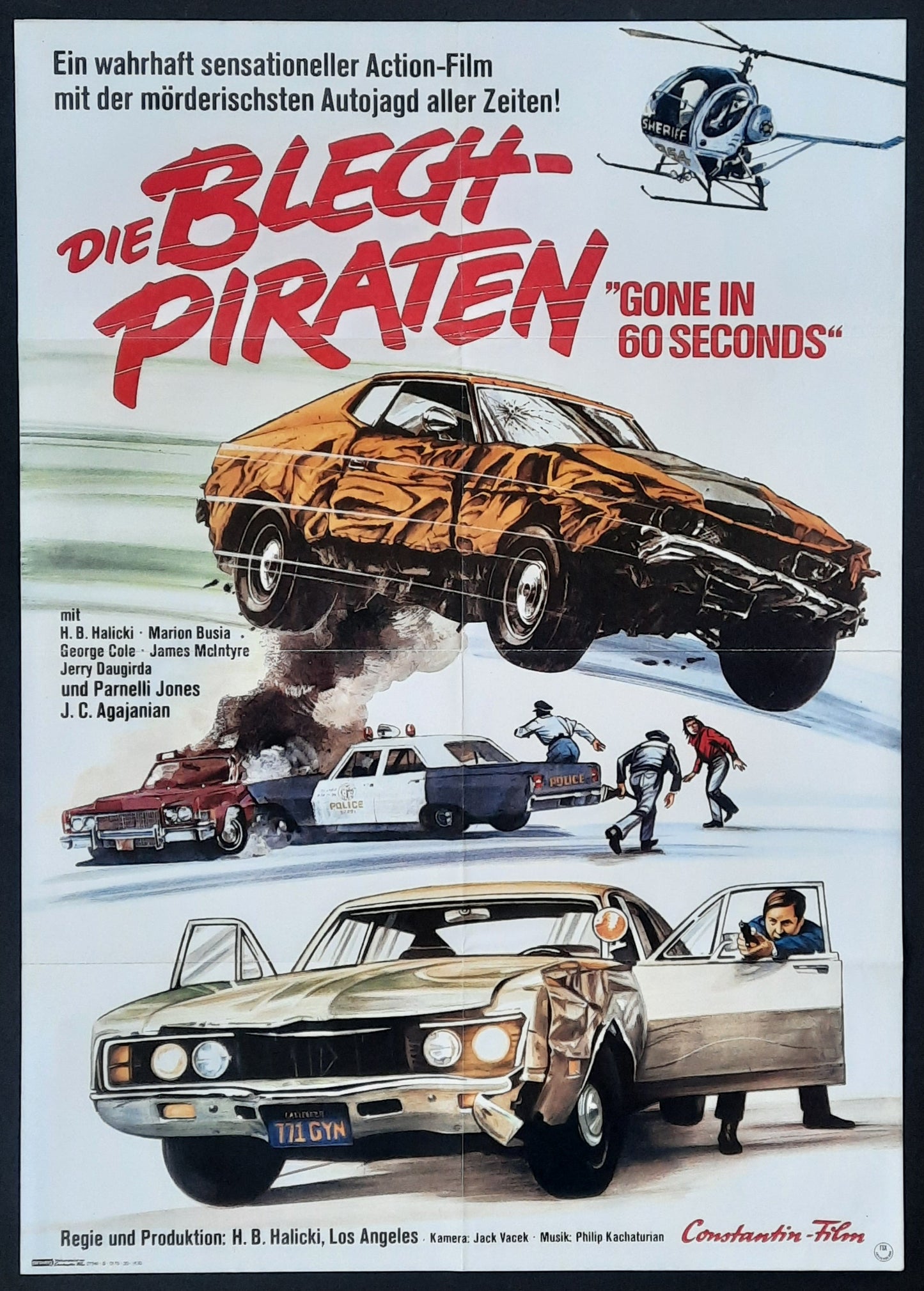 GONE IN 60 SECONDS Original Movie Poster 1974 H.B. Halicki German 1-Sheet
