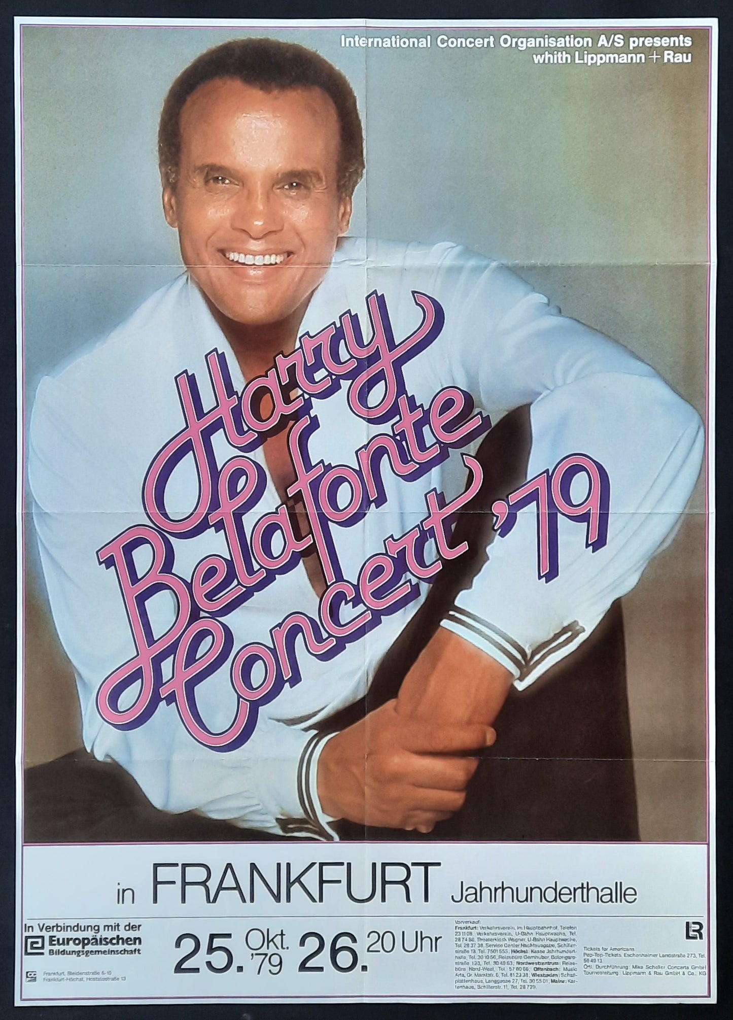 HARRY BELAFONTE Original Concert Poster October 26, 1979 Frankfurt Germany