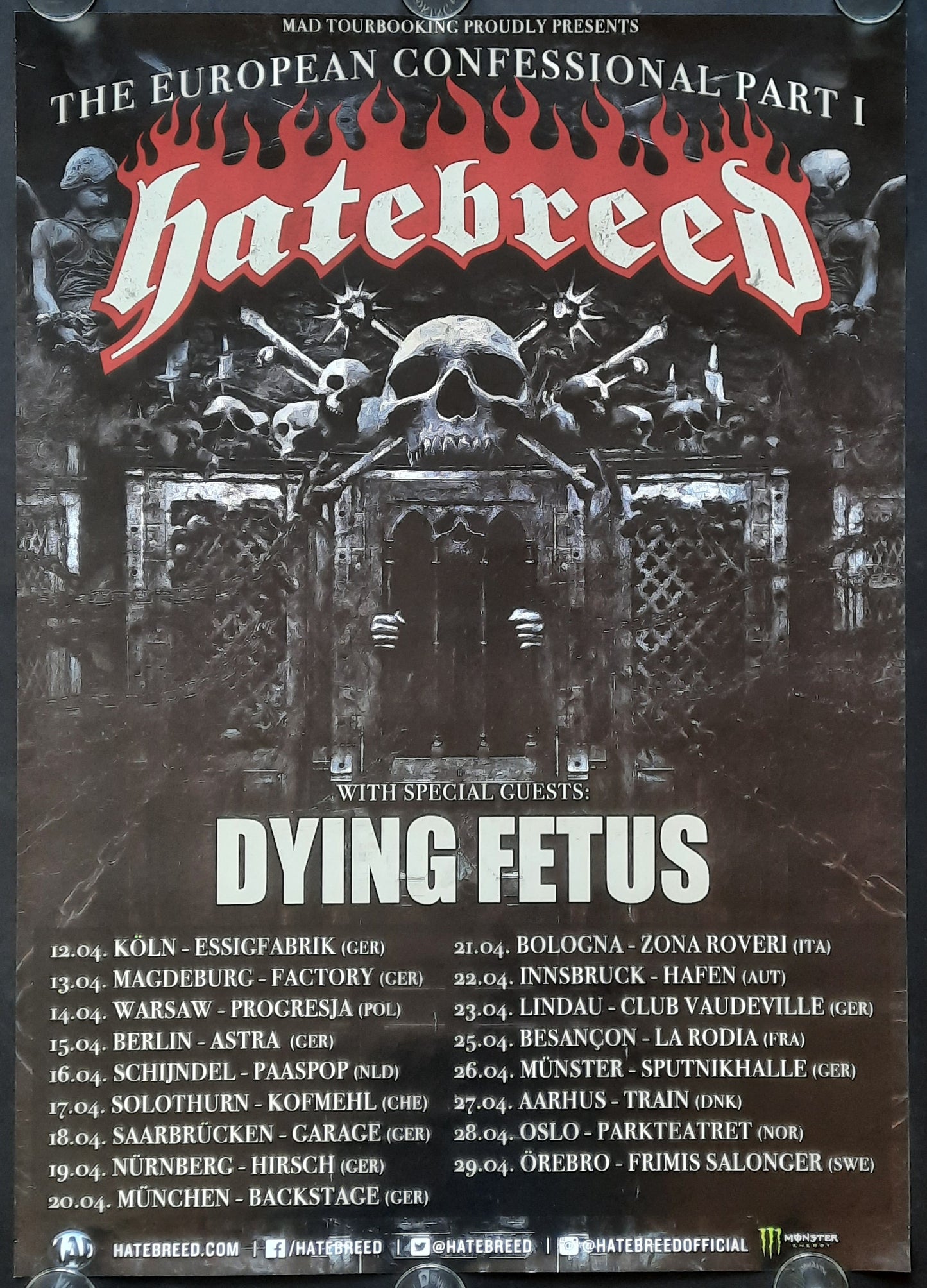 HATEBREED Original Concert Poster 2016 Europe