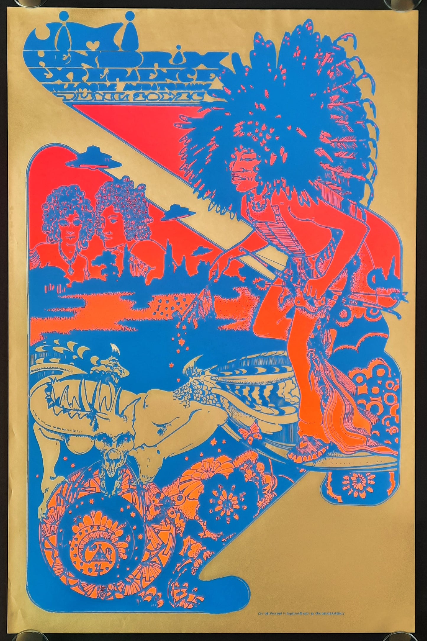 JIMI HENDRIX 1967 Hapshash U.K. Fillmore Head Shop Poster