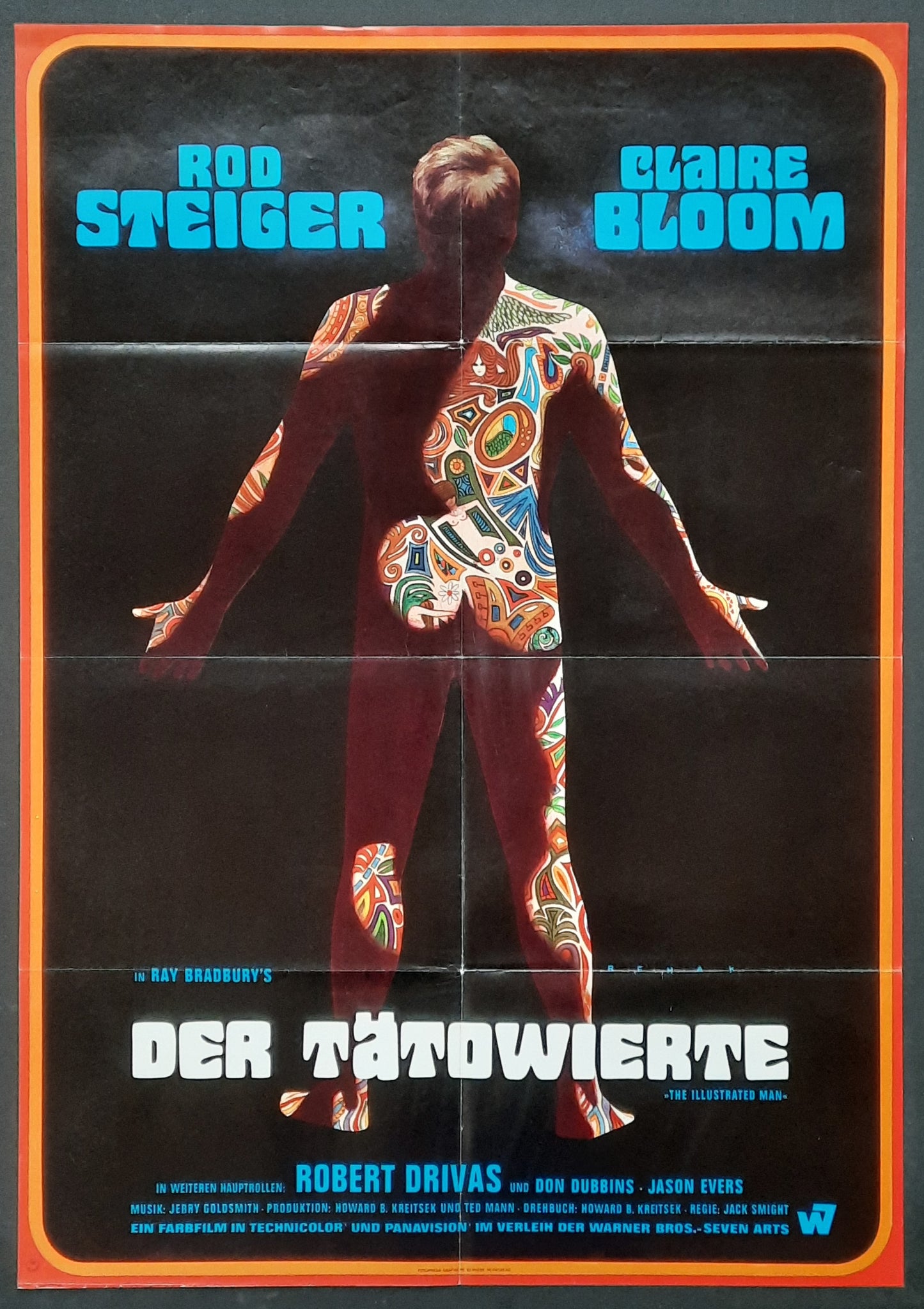 ILLUSTRATED MAN Original Movie Poster 1969 Rod Steiger Ray Bradbury German 1-Sheet
