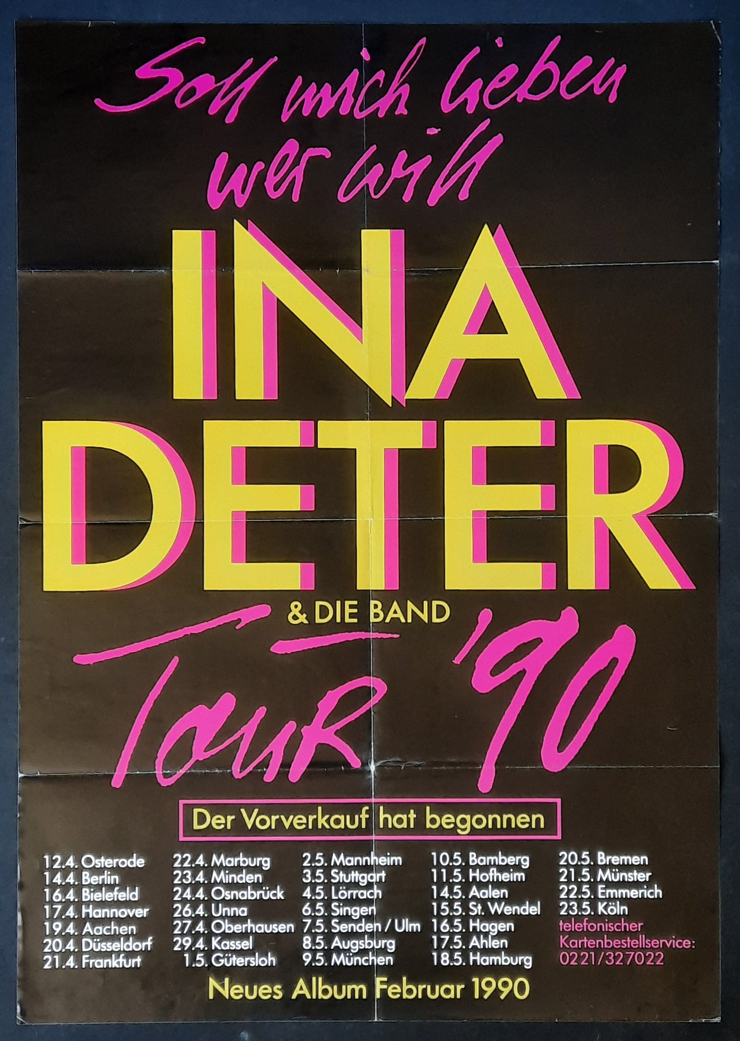 INA DETER Original Concert Poster 1990 Tour Germany