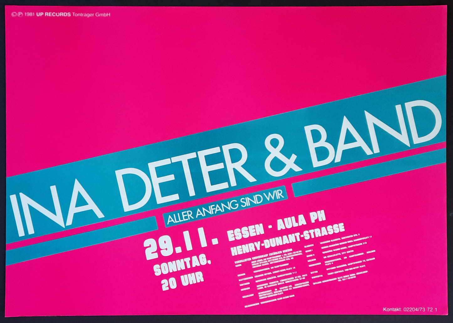 INA DETER Original Concert Poster November 29, 1981 Essen Germany