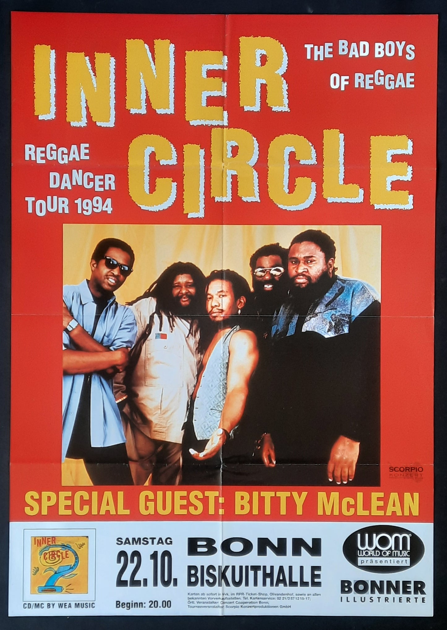 INNER CIRCLE Original Concert Poster October 22, 1994 Bonn Germany