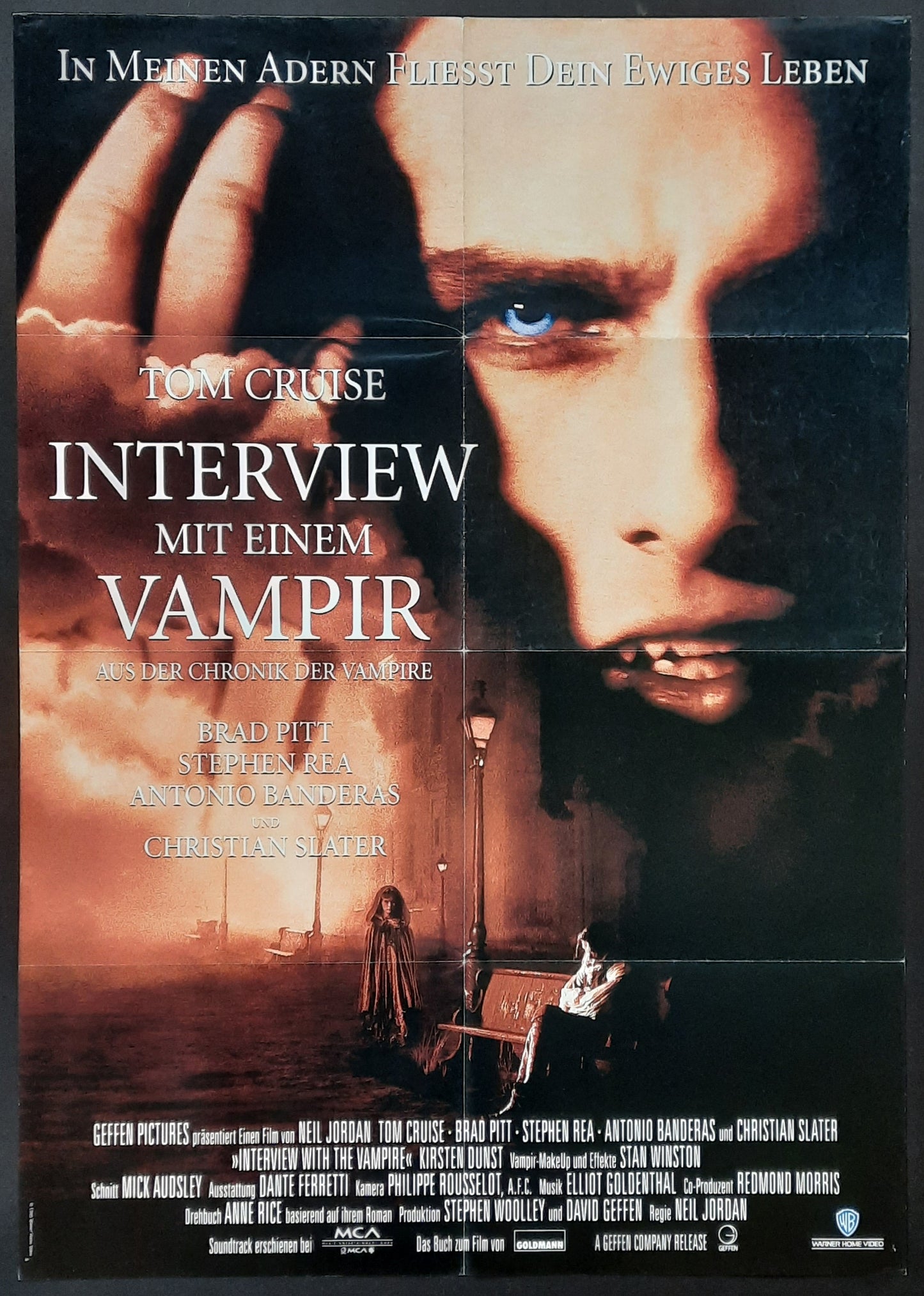 INTERVIEW WITH A VAMPIRE Original Movie Poster 1994 Tom Cruise Brad Pitt German 1-Sheet