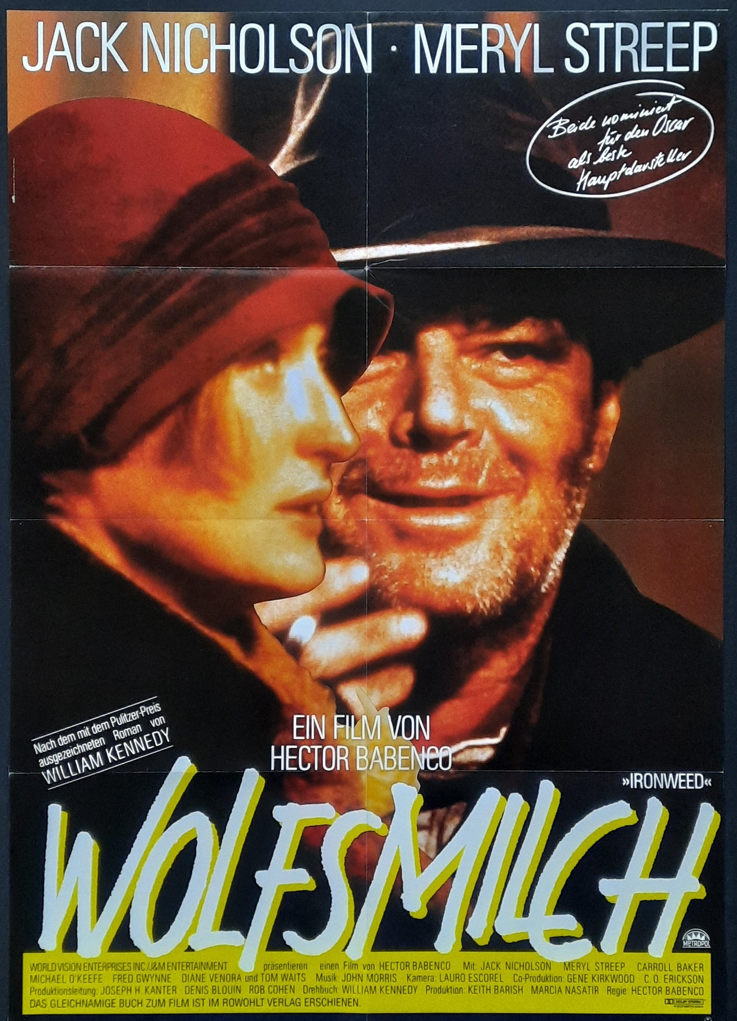 IRONWEED Original Movie Poster 1987 Jack Nicholson Meryl Streep Hector Babenco Germany 1