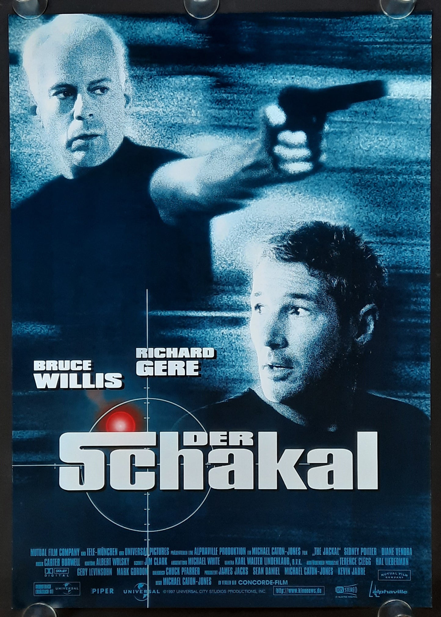 JACKAL Original Movie Poster 1997 Willis Gere German 1Sheet ROLLED