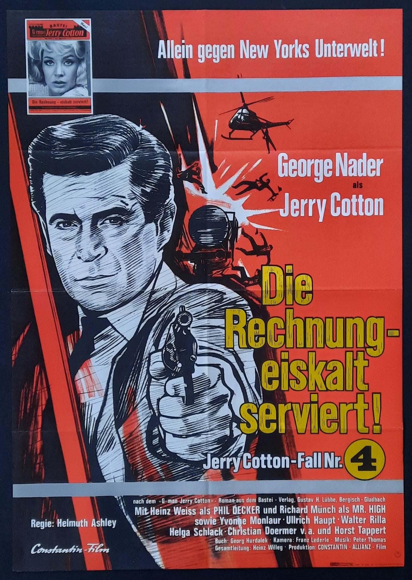 JERRY COTTON - TIP NOT INCLUDED Original Movie Poster 1966 George Nader German 1-Sheet Poster