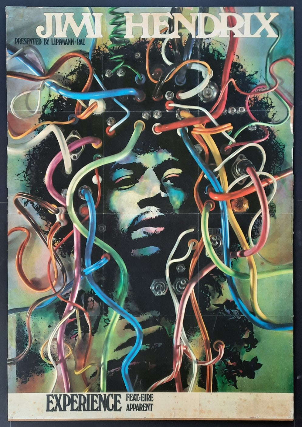 JIMI HENDRIX Original Concert Promotion Poster 1969 Germany Austria SUBWAY POSTER