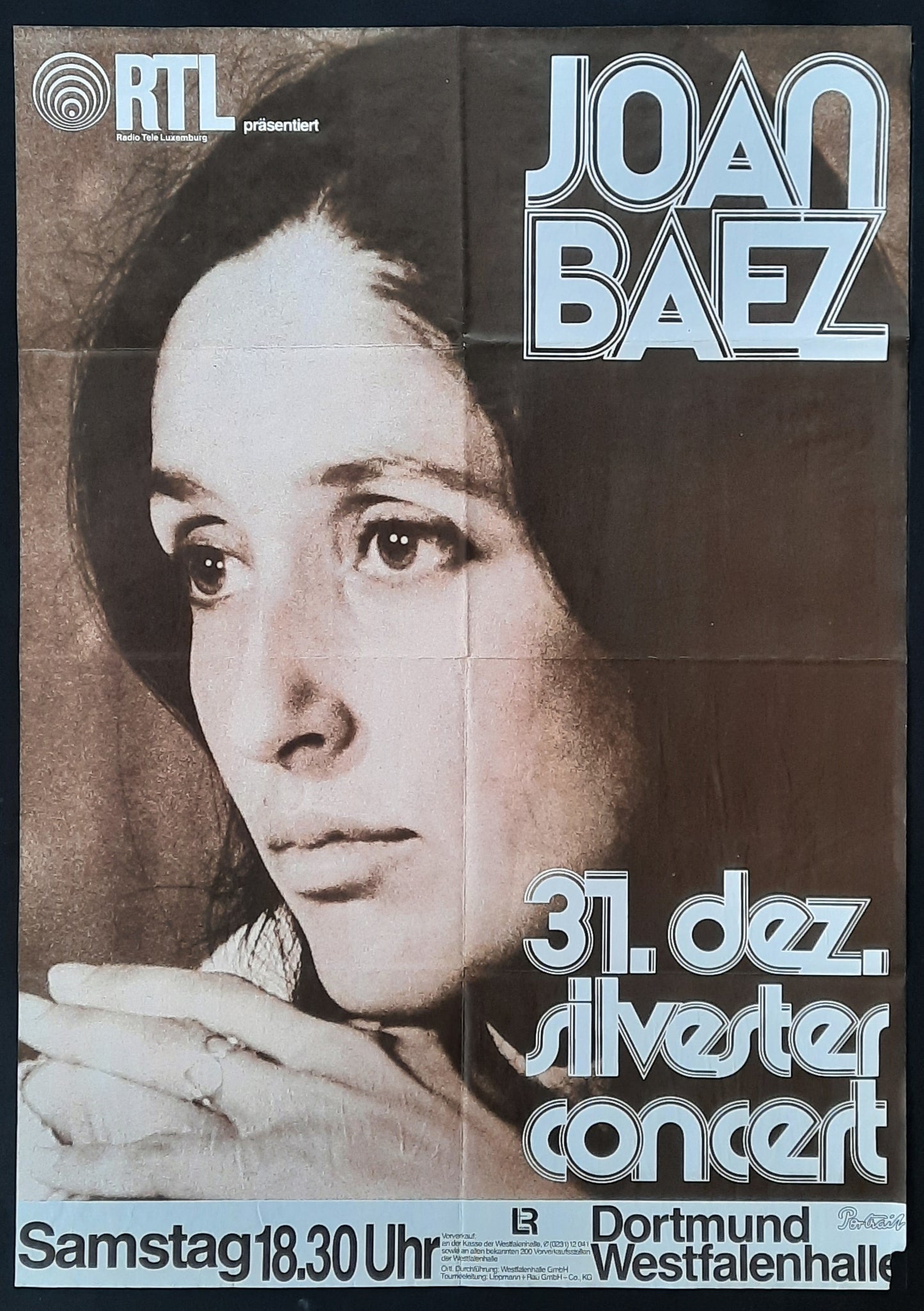 JOAN BAEZ Original Concert Poster December 31, 1977 Dortmund Germany 1