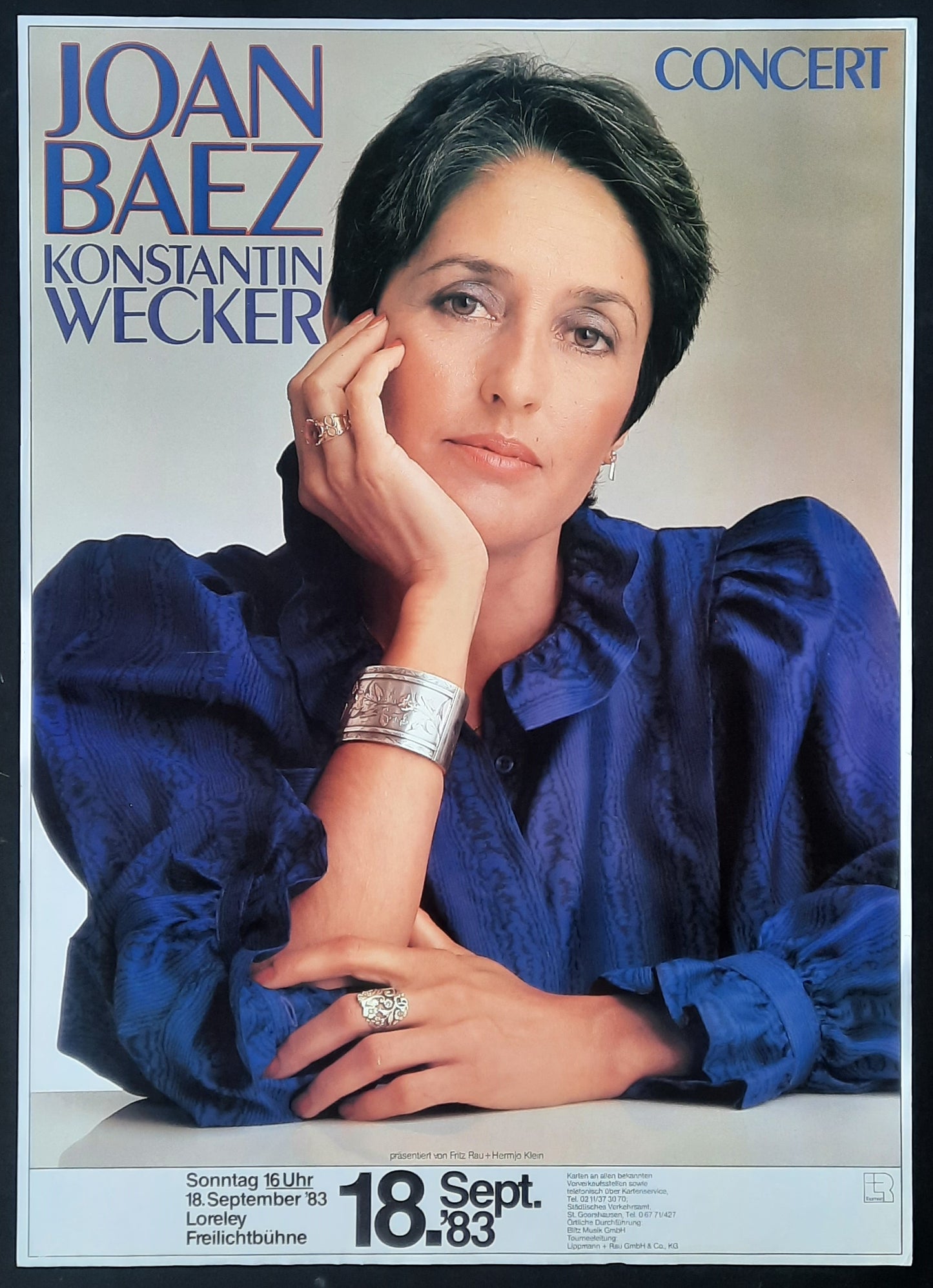 JOAN BAEZ Original Concert Poster September 18, 1983 Loreley Germany 1