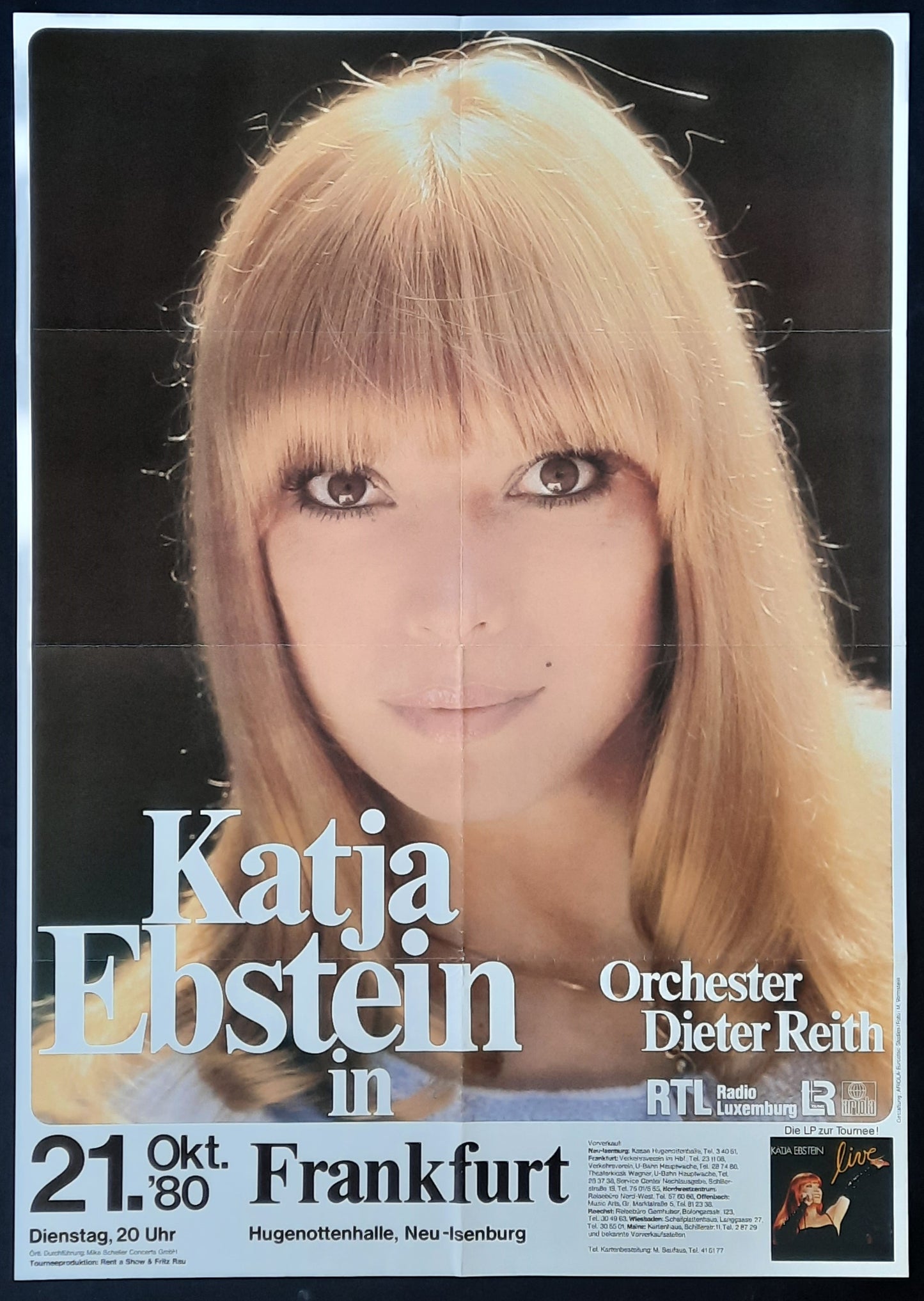 KATJA EBSTEIN Original Concert Poster October 21, 1980 Frankfurt Germany