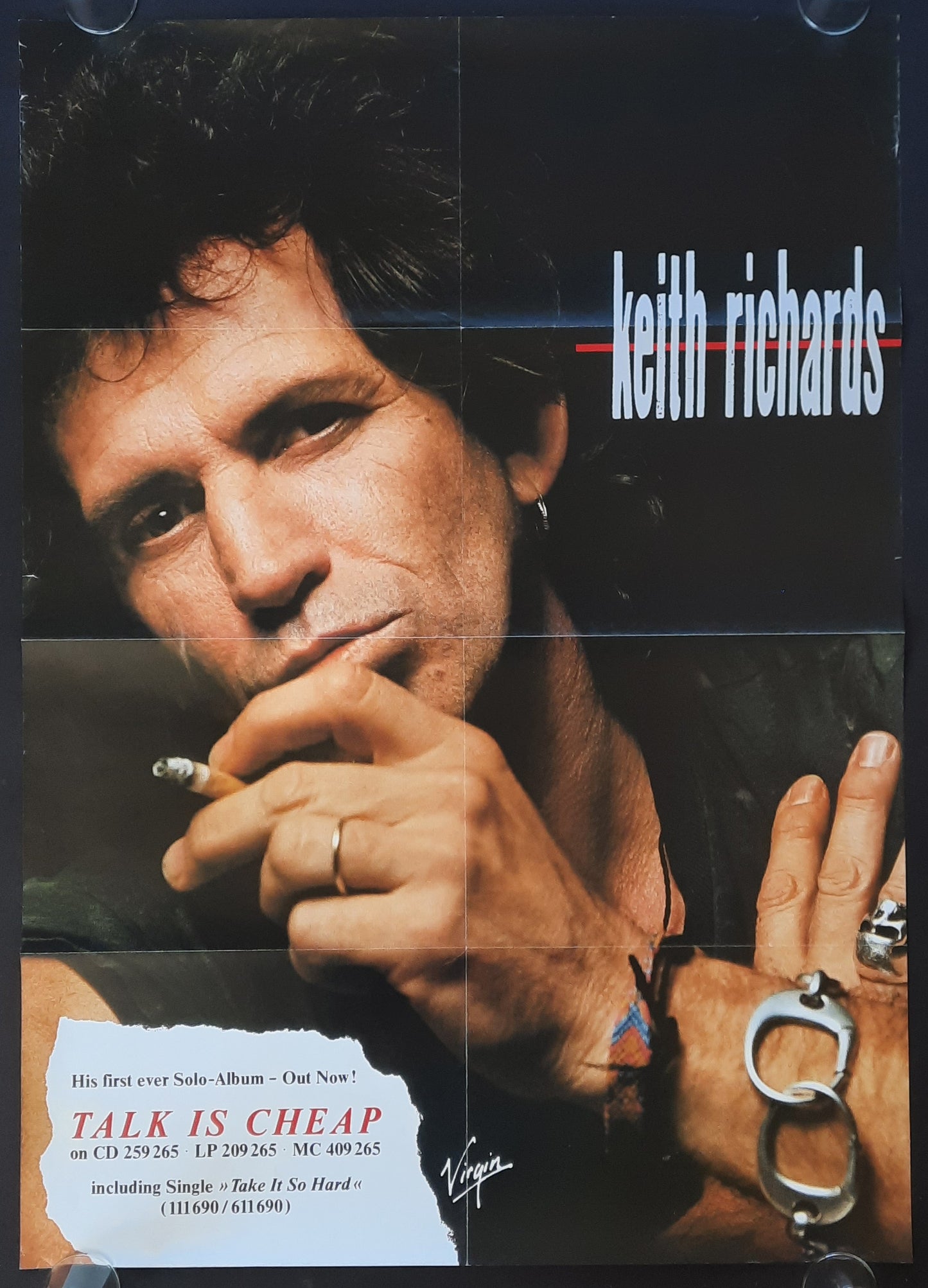 KEITH RICHARDS 1988 Original Promotion Poster - Album TALK IS CHEAP