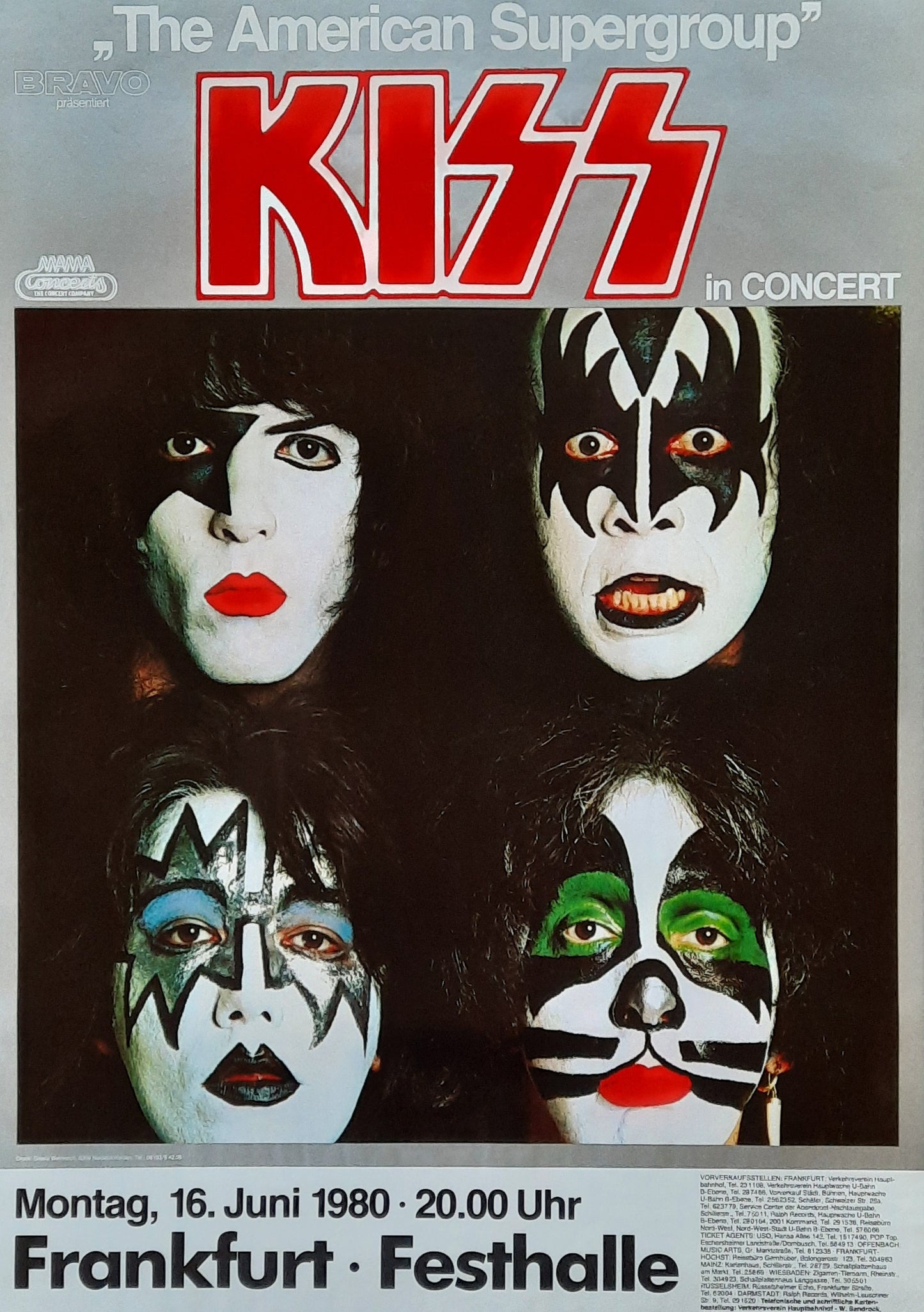 KISS 1980 Concert Poster Frankfurt June 16th Germany, legendary Poster!