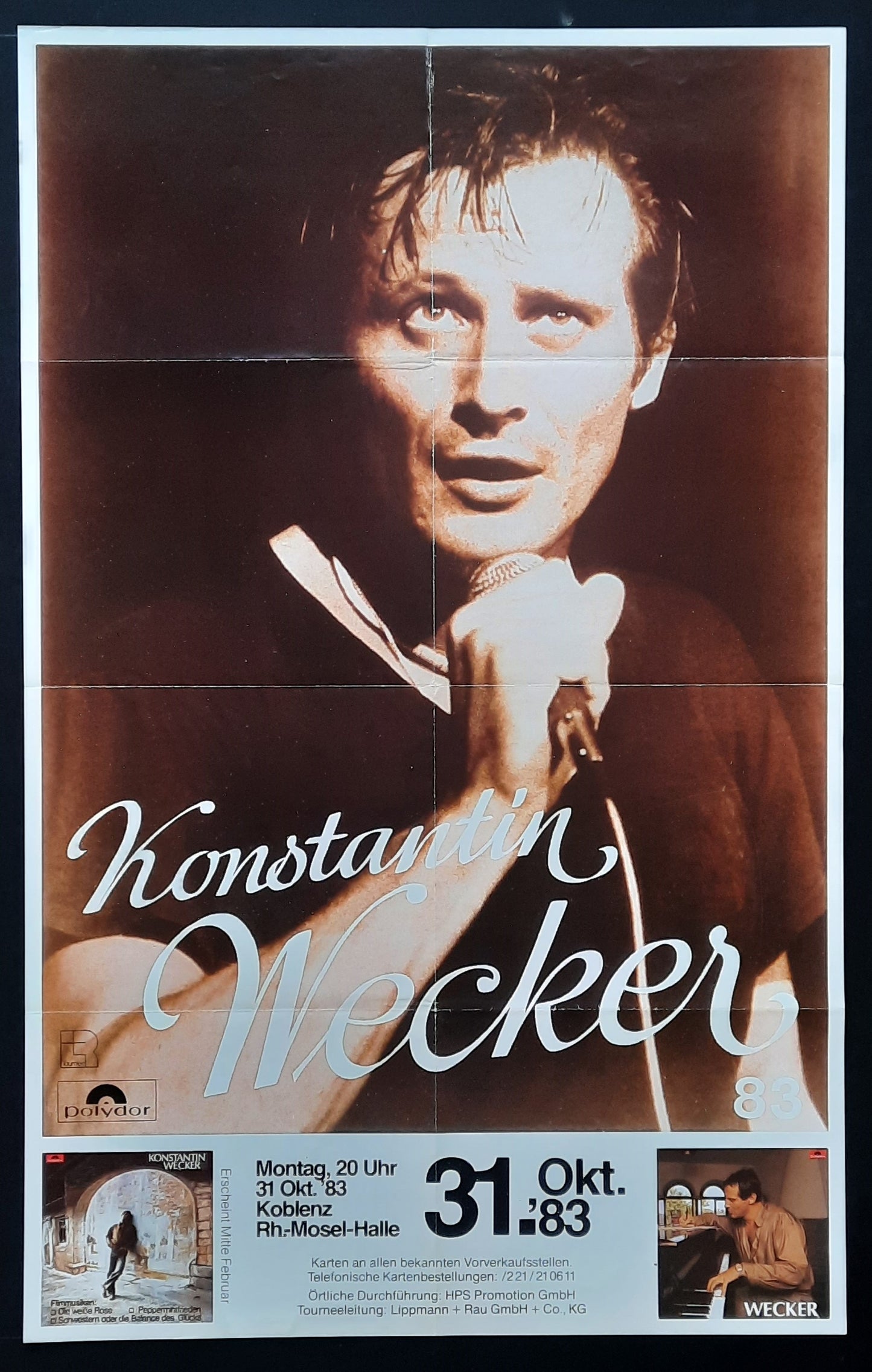 KONSTANTIN WECKER Original Concert Poster October 31, 1983 Koblenz Germany