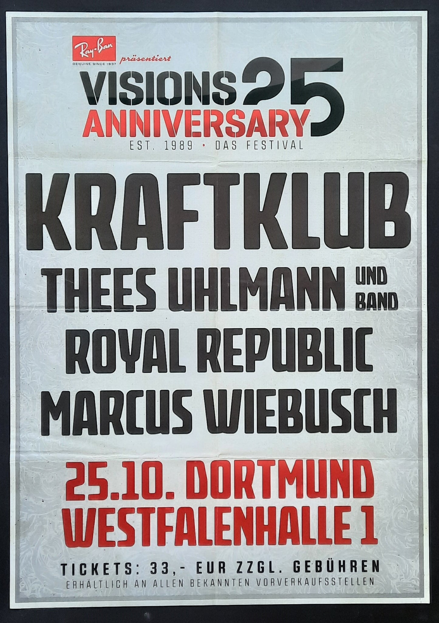 KRAFTKLUB - THEES UHLMANN Original Concert Poster October 25, 2014 Dortmund Germany