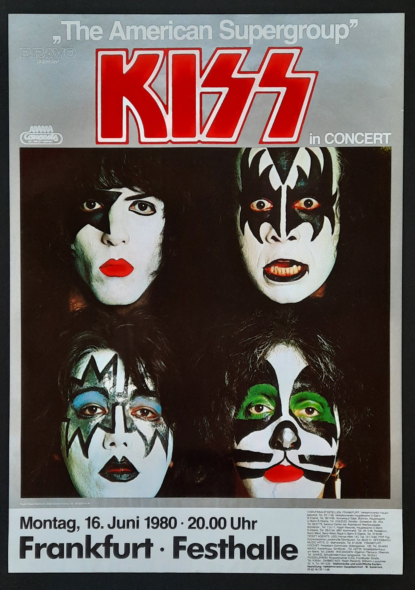 KISS 1980 Concert Poster Frankfurt June 16th Germany, legendary Poster!