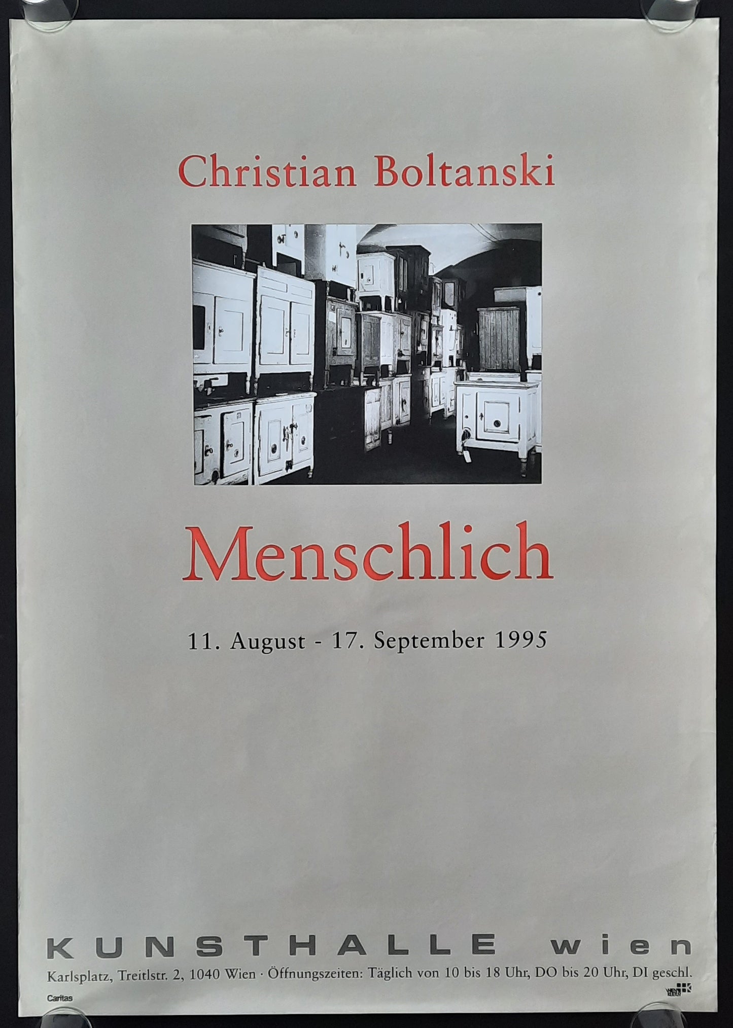Kunsthalle Vienna 1995 CHRISTIAN BOLTANSKI - MENSCHLICH Exhibition Poster