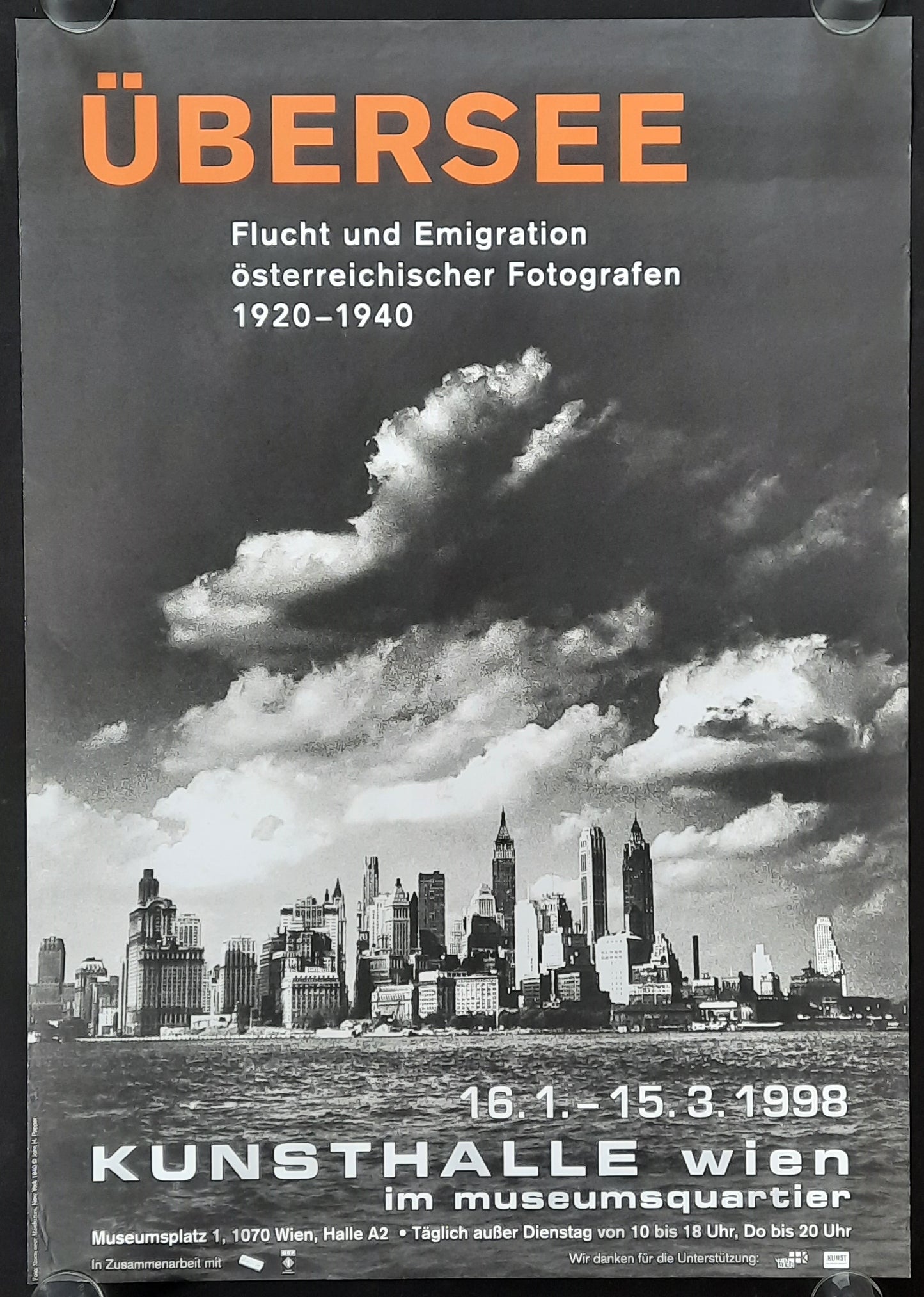 Kunsthalle Vienna 1998 ÜBERSEE - FLUCHT UND EMIGRATION Exhibition Poster