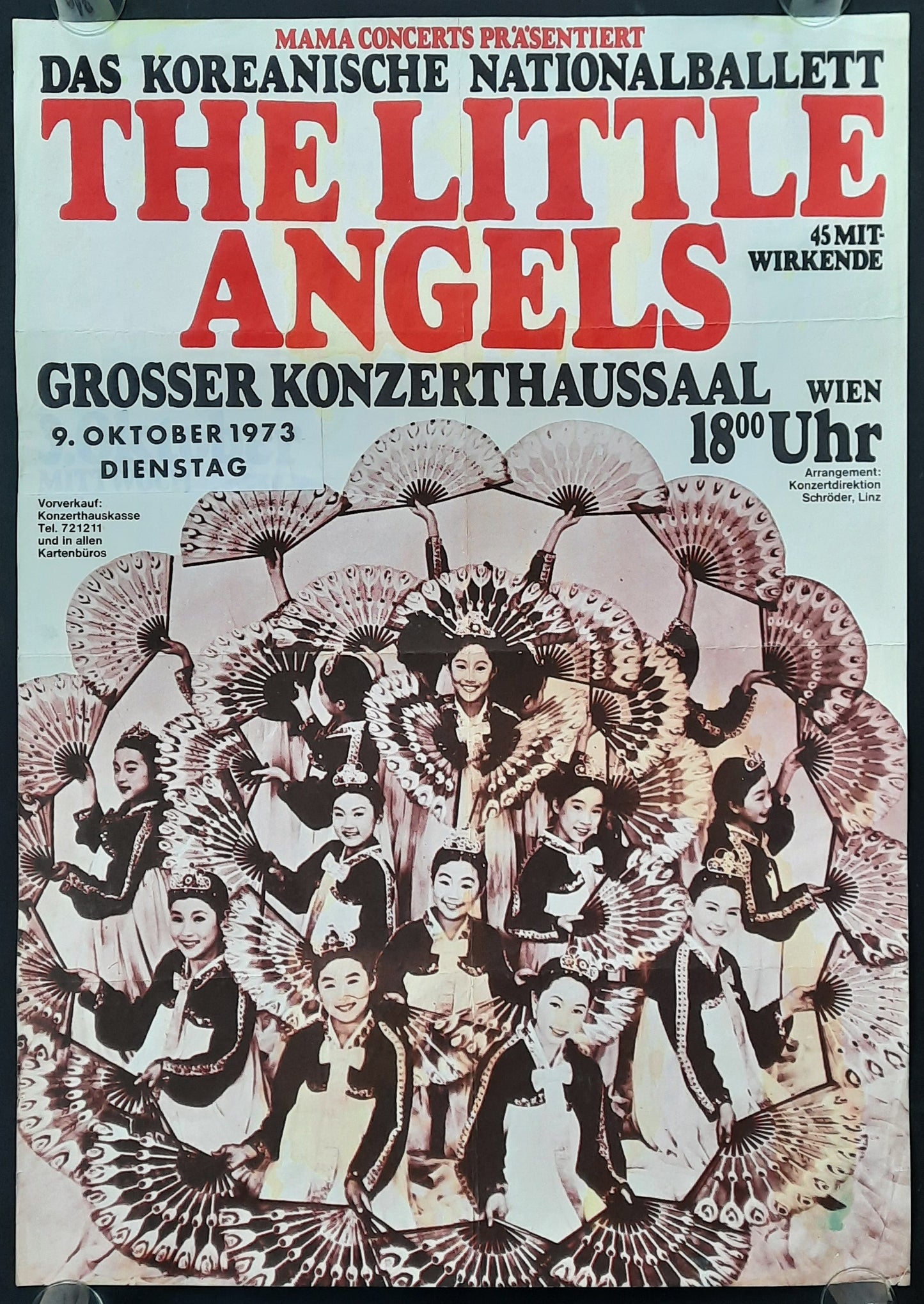 LITTLE ANGELS Original Adverising Poster 1973 Vienna Austria National Balett Of Corea 1