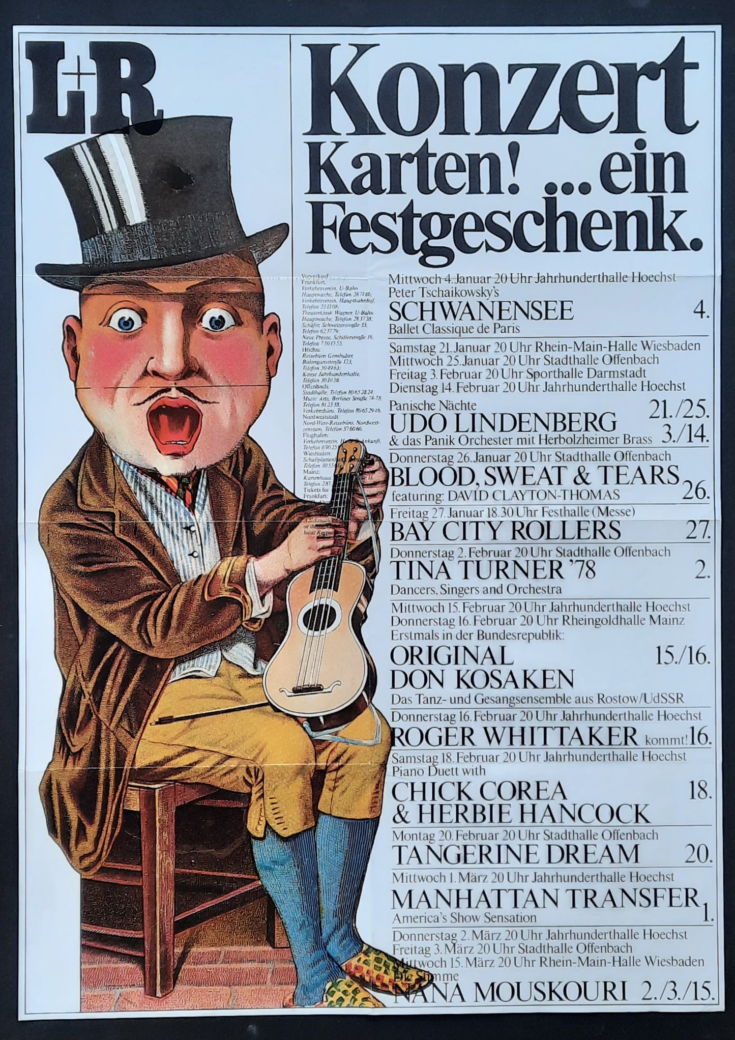 L&R CONCERTS 1978 Original Concert Poster by Kieser, TURNER MANHATTAN TRANSFER