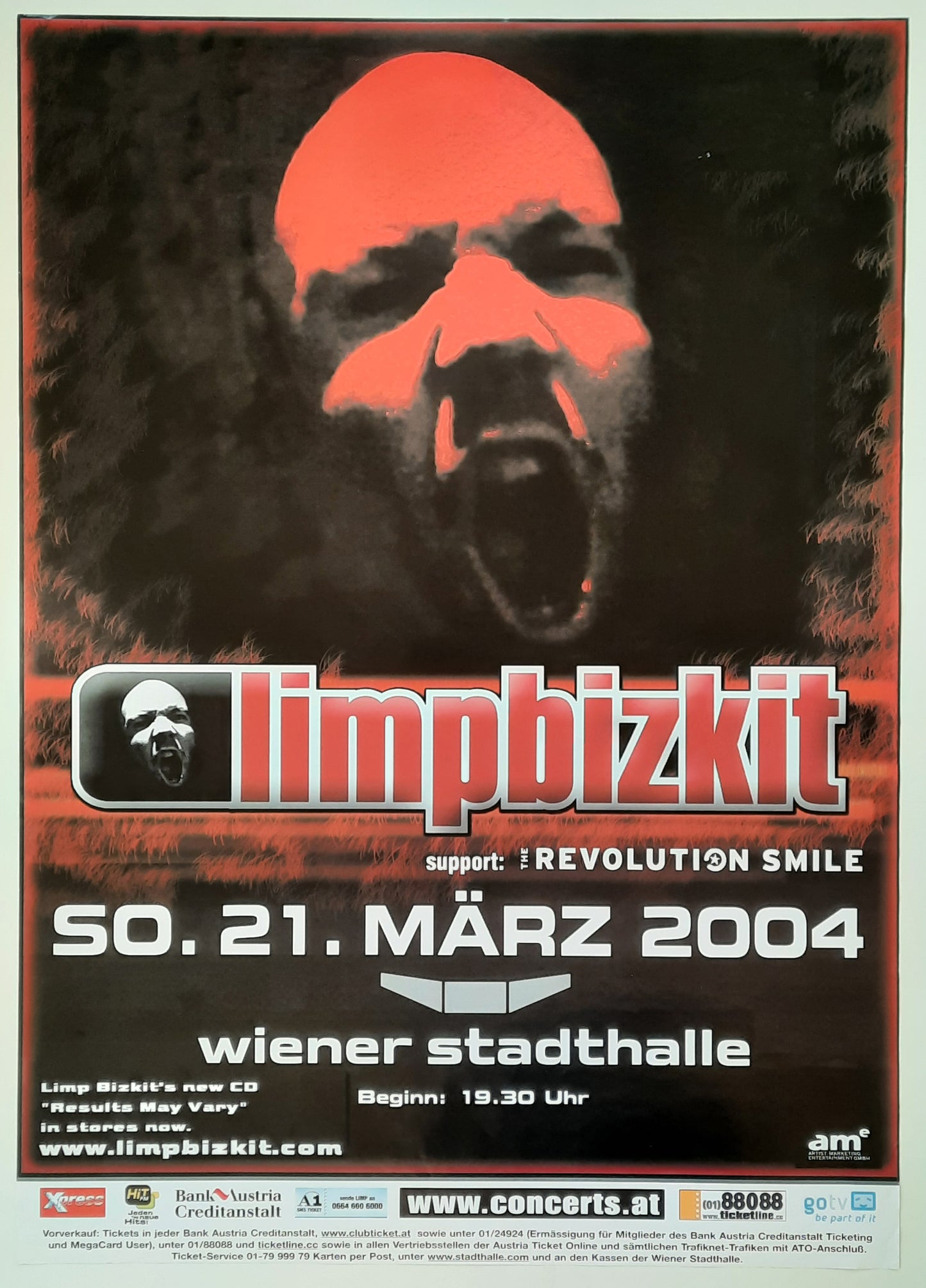 LIMP BIZKIT 2004 Concert Poster 21.3. 2004 Vienna Austria