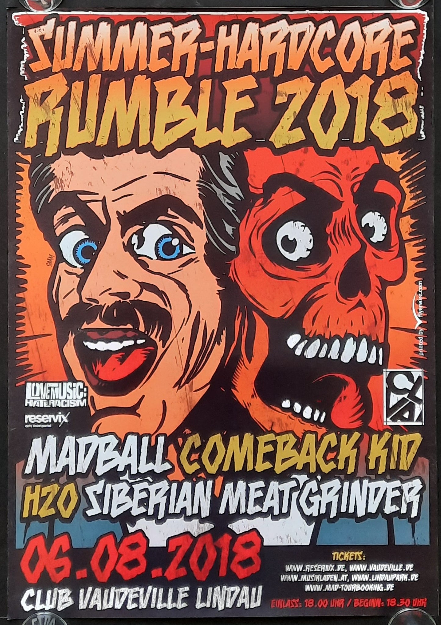 MADBALL- COMEBACK KID Original Concert Poster August 6, 2018 Lindau Germany SUMMER HARDCORE RUMBLE Festival 1