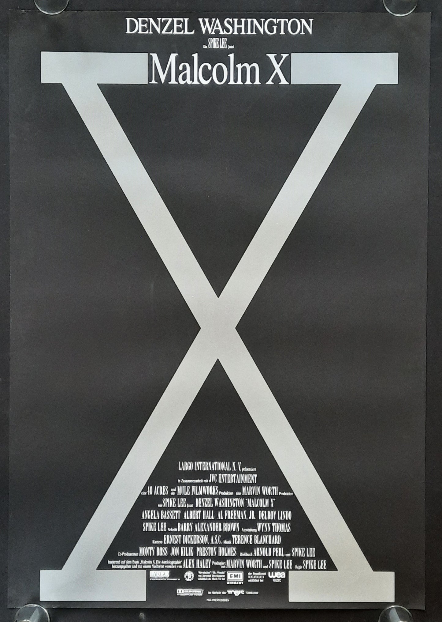 MALCOLM X Original Movie Poster 1992 Washington Lee German 1-Sheet ROLLED