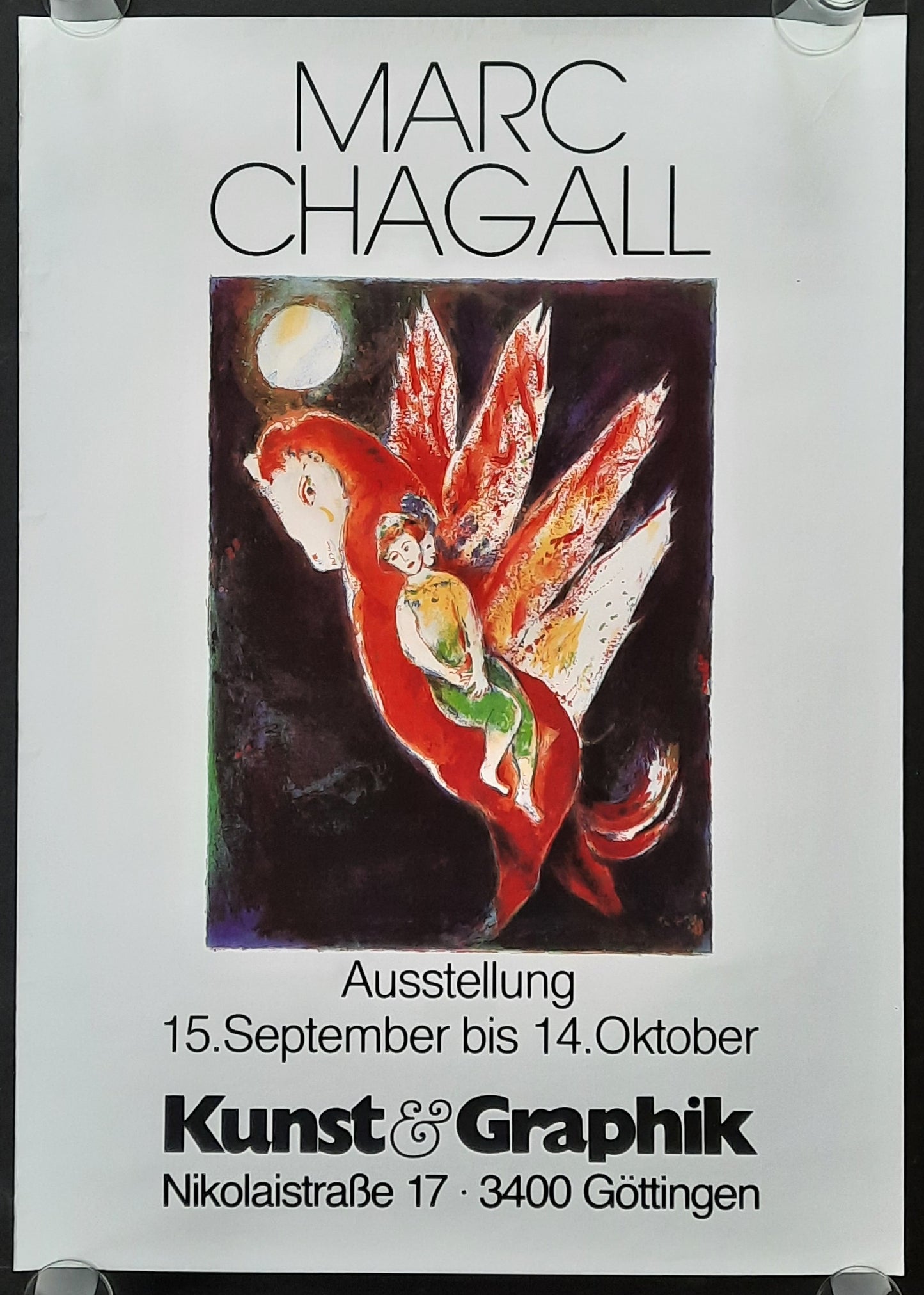 MARC CHAGALL Original Exhibition Poster 1980s Göttingen Germany 50x70 1
