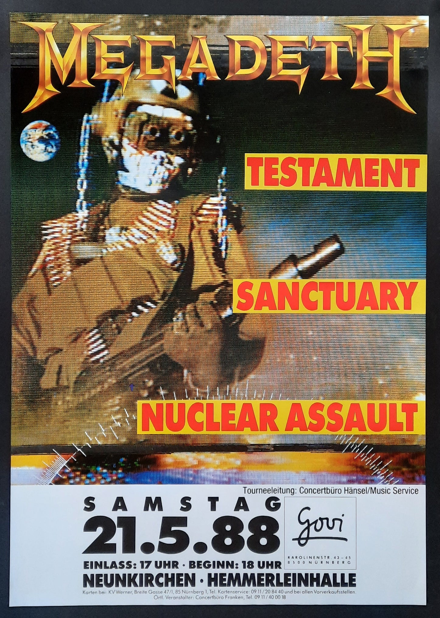 MEGADETH 1988 Concert Poster May 21st Neunkirchen Germany 1st Print 2