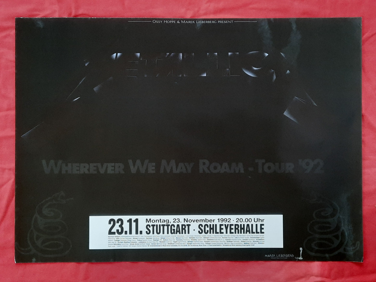METALLICA 1992 Concert Poster Nov 23rd Stuttgart Germany 1st Print 2