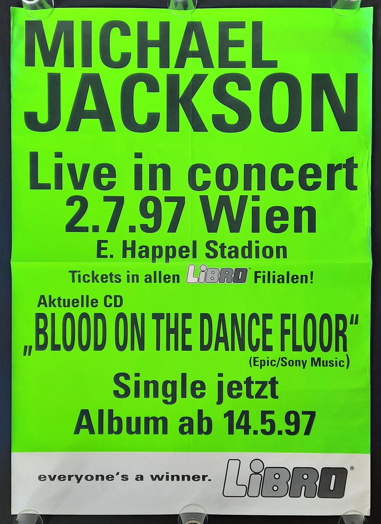 MICHAEL JACKSON 1997 Concert Poster Jul 2nd VIENNA AUSTRIA 1st print 2