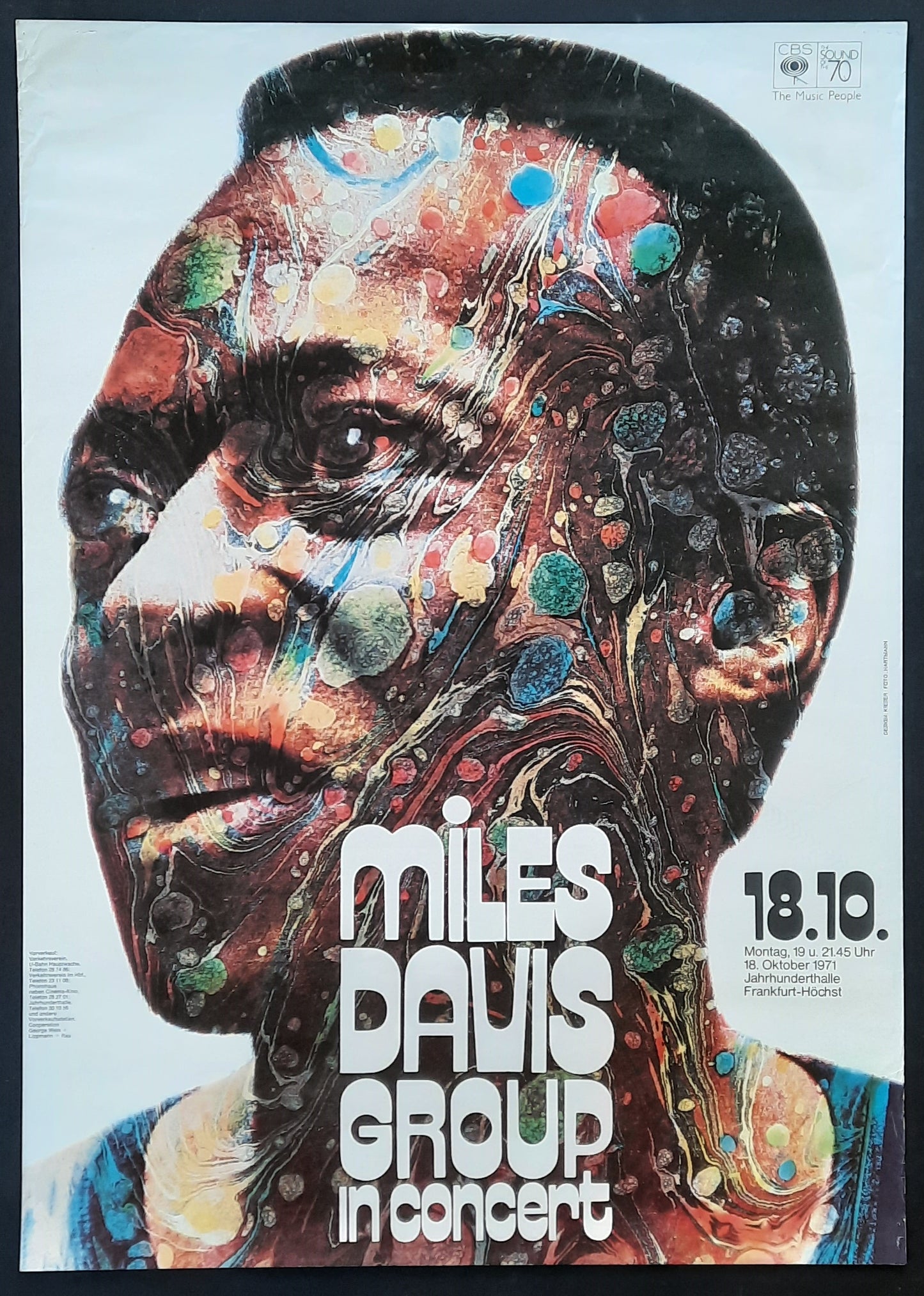 MILES DAVIS Original Concert Poster October 18, 1971 Frankfurt Germany by Kieser