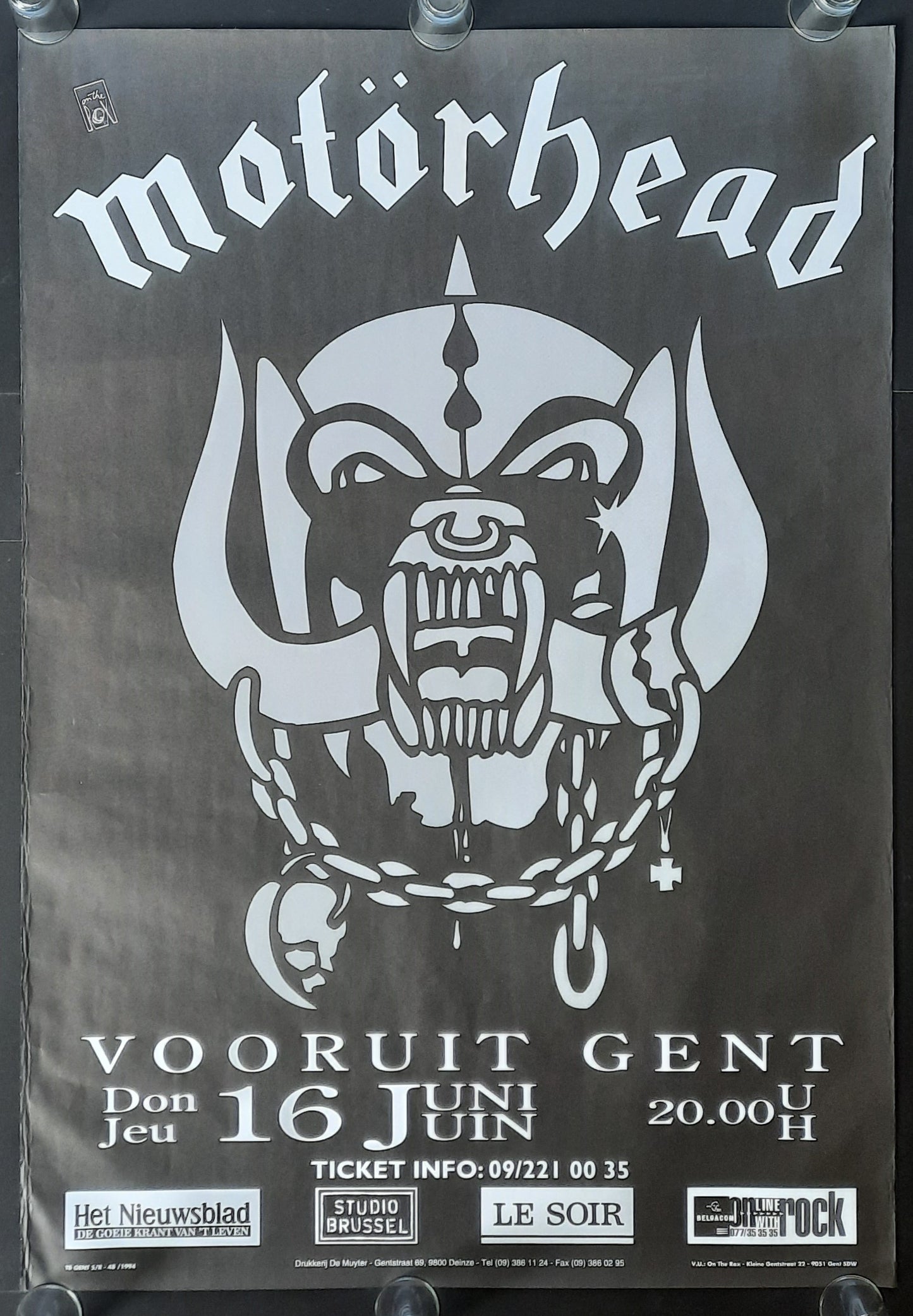 MOTÖRHEAD Original Concert Poster June 16 1994 Gent Belgium SUBWAY POSTER 1