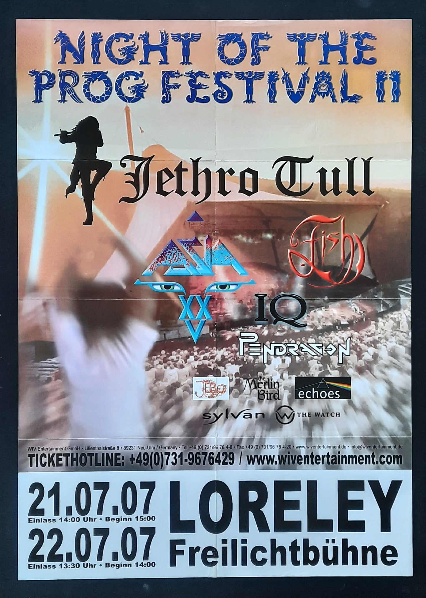 NIGHT OF THE PROG FESTIVAL Original Concert Poster July 21, 2007 Loreley Germany JETHRO TULL ASIA