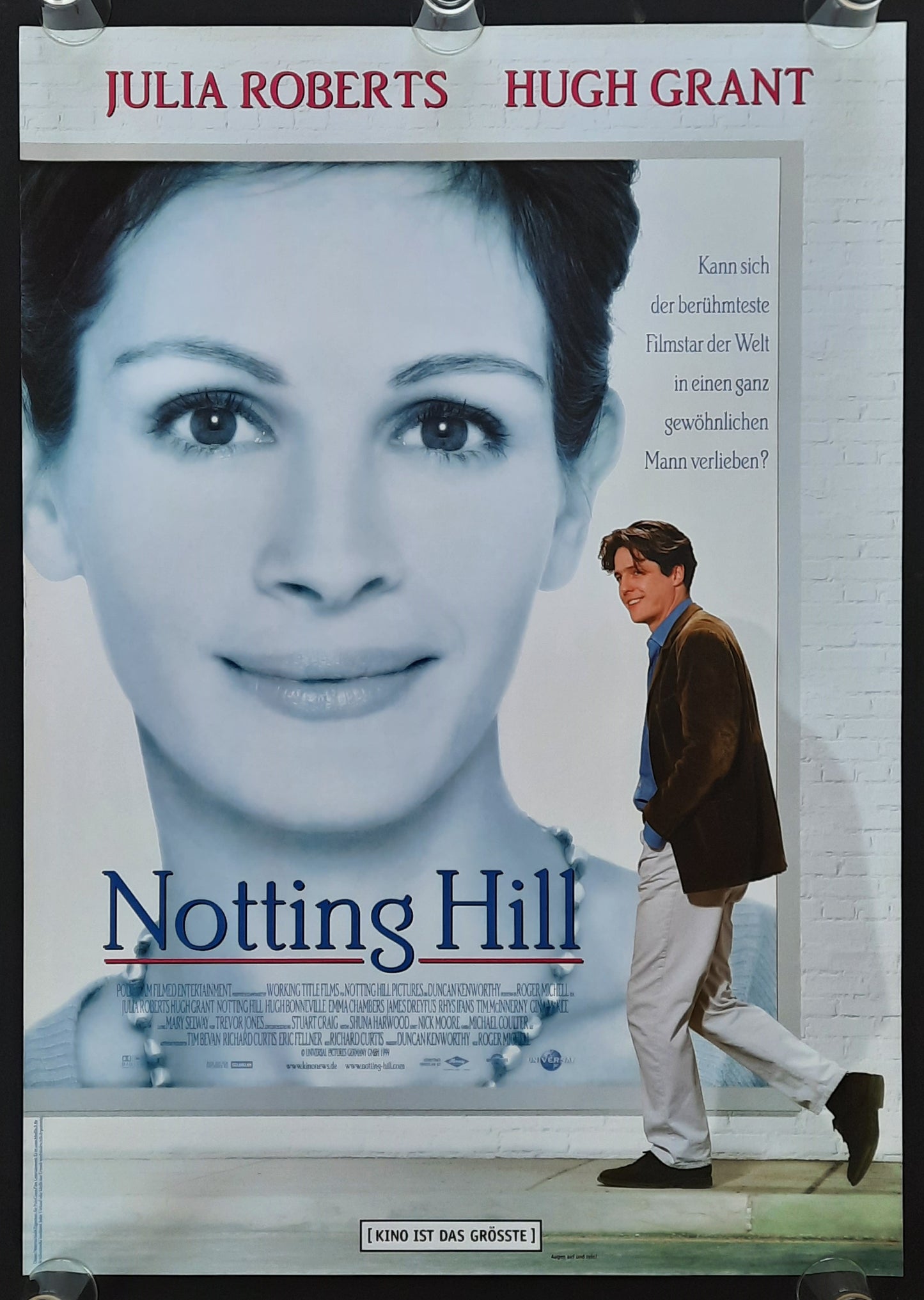NOTTING HILL Original Movie Poster 1999 Roberts Grant German 1-Sheet ROLLED