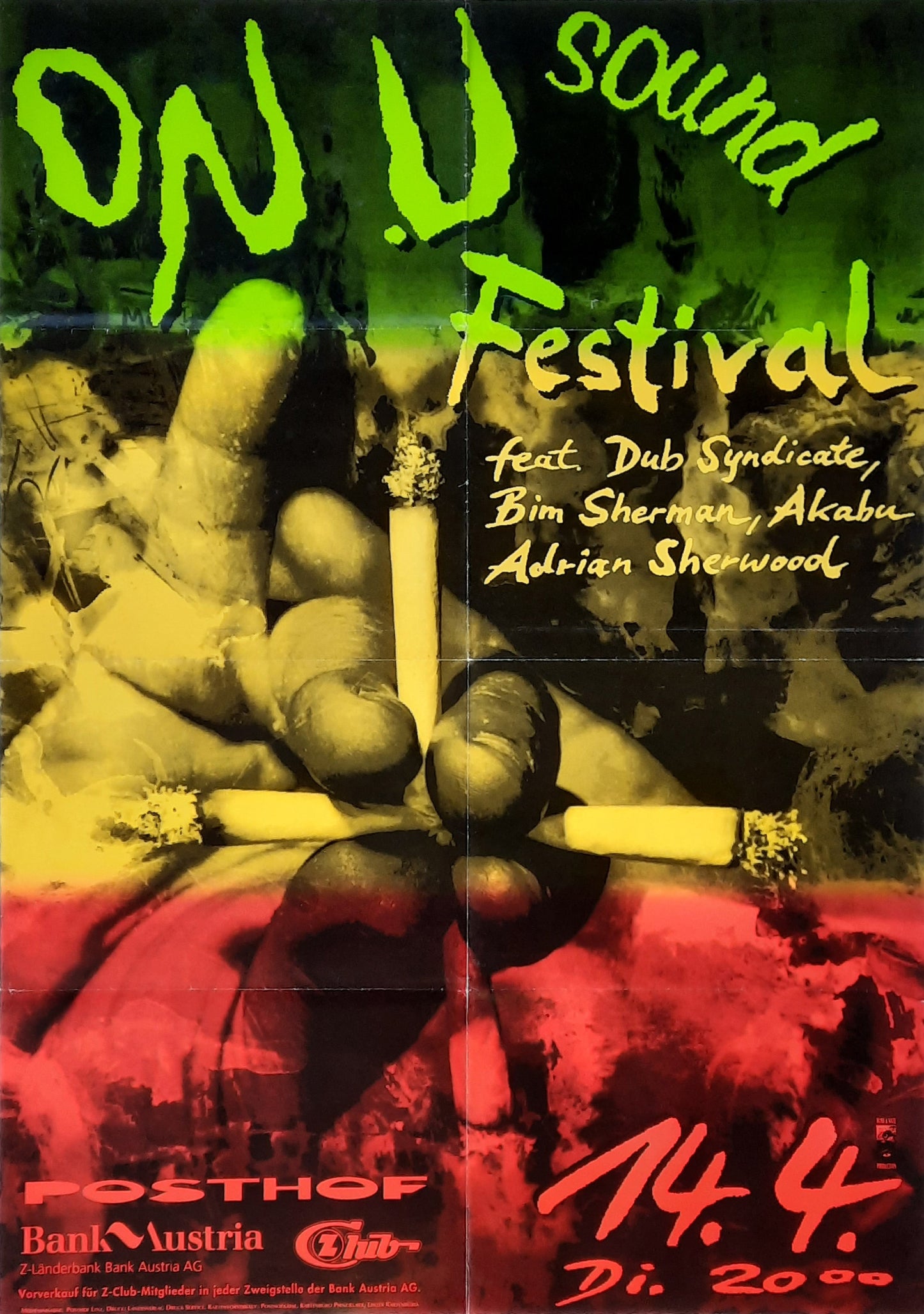 ON .U SOUND FESTIVAL Original Concert Poster April 14, 1990 Linz Austria