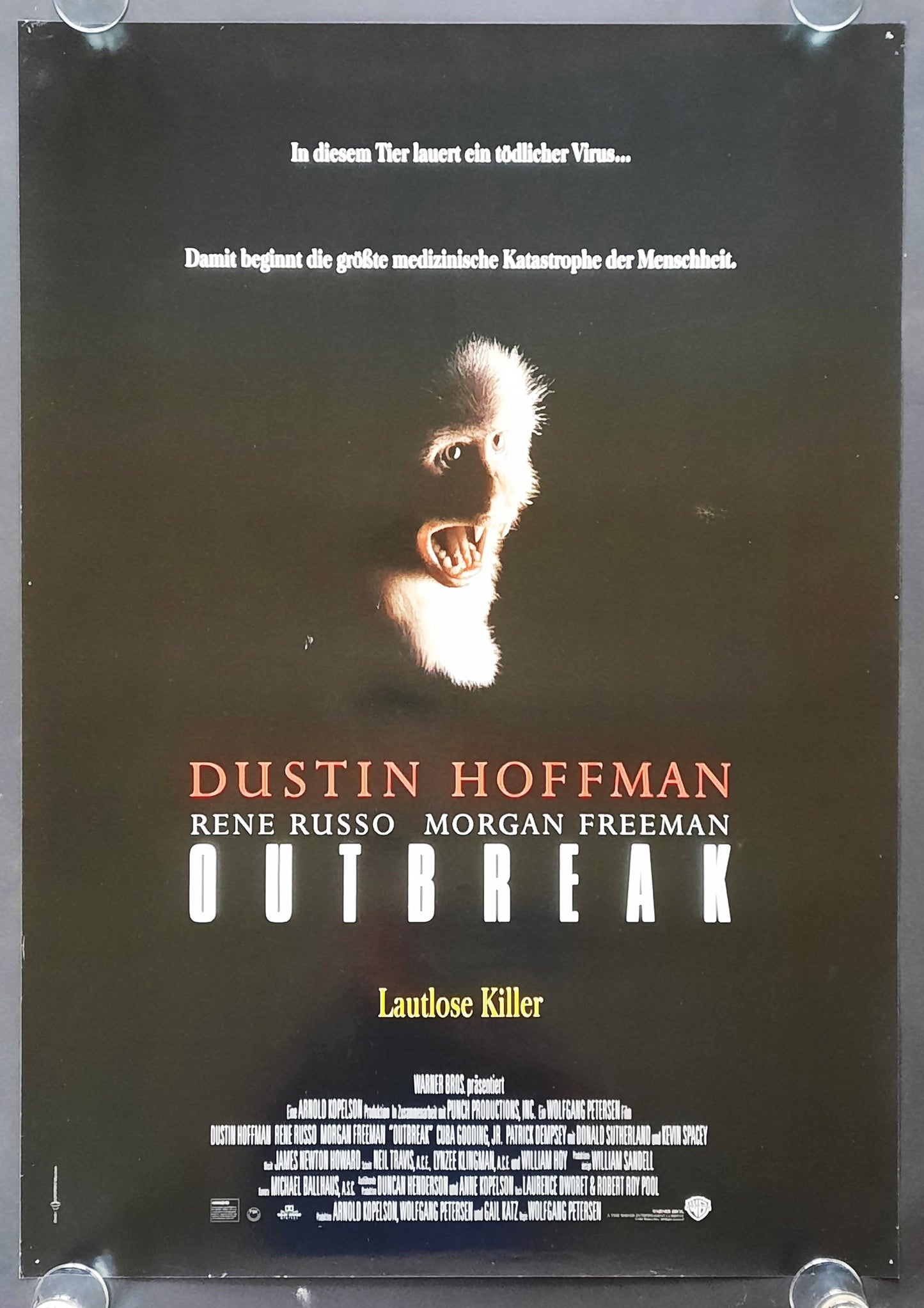 OUTBREAK Original Movie Poster 1995 Hoffman Russo Freeman German 1-Sheet
