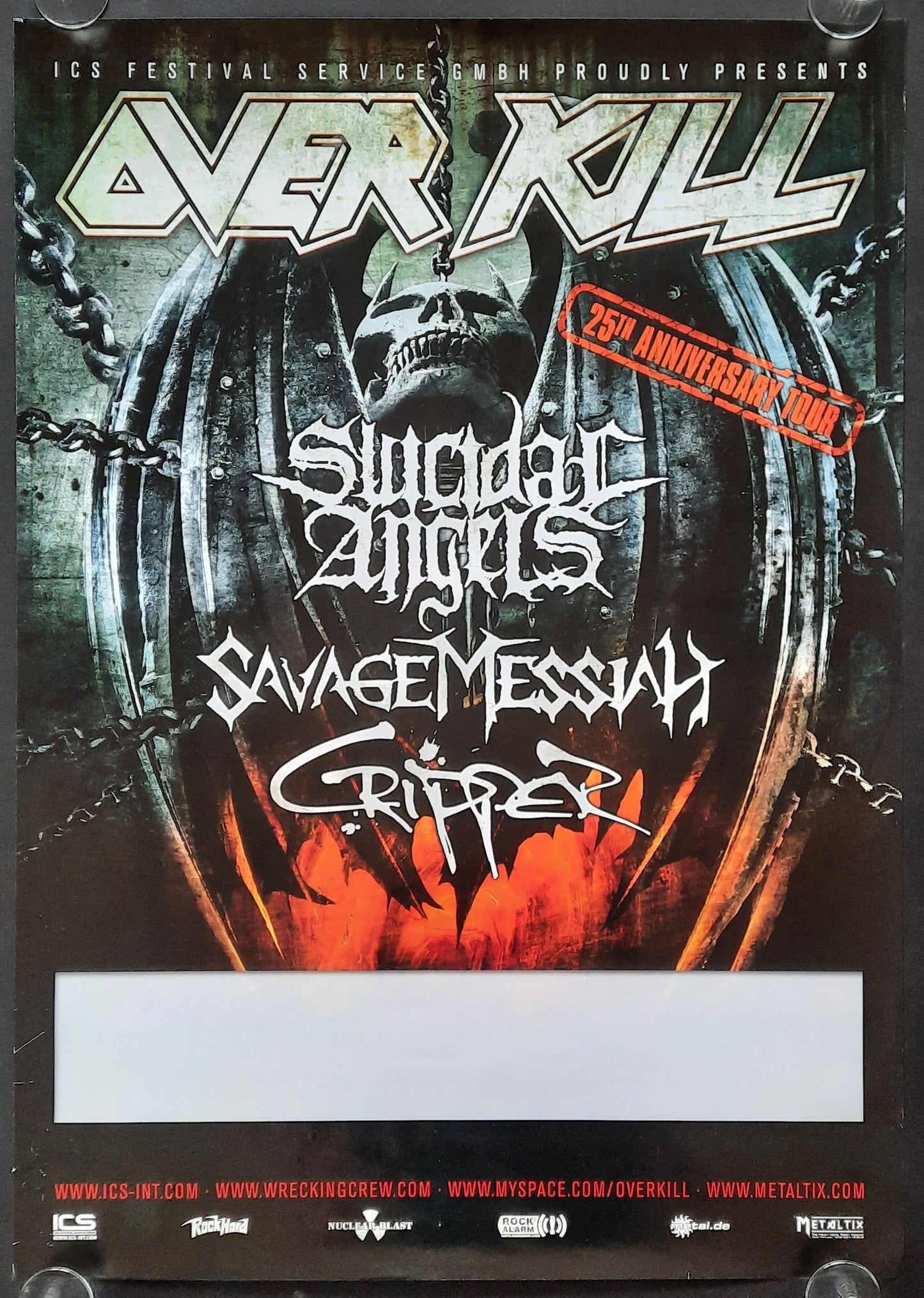OVERKILL Original Concert Poster 2010 25th Anniversary Tour