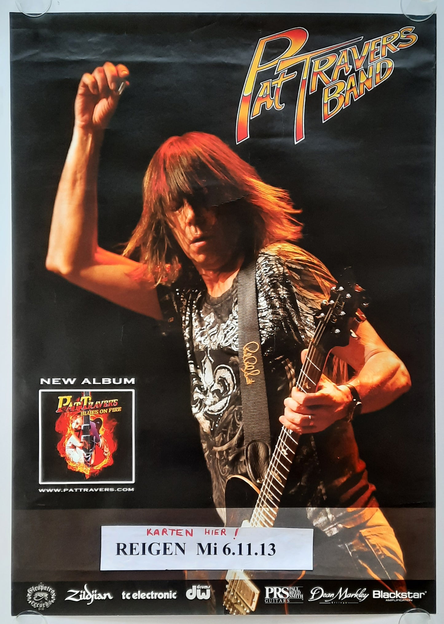 PAT TRAVERS 2013 Original Concert Poster November 6th Vienna Austria 2