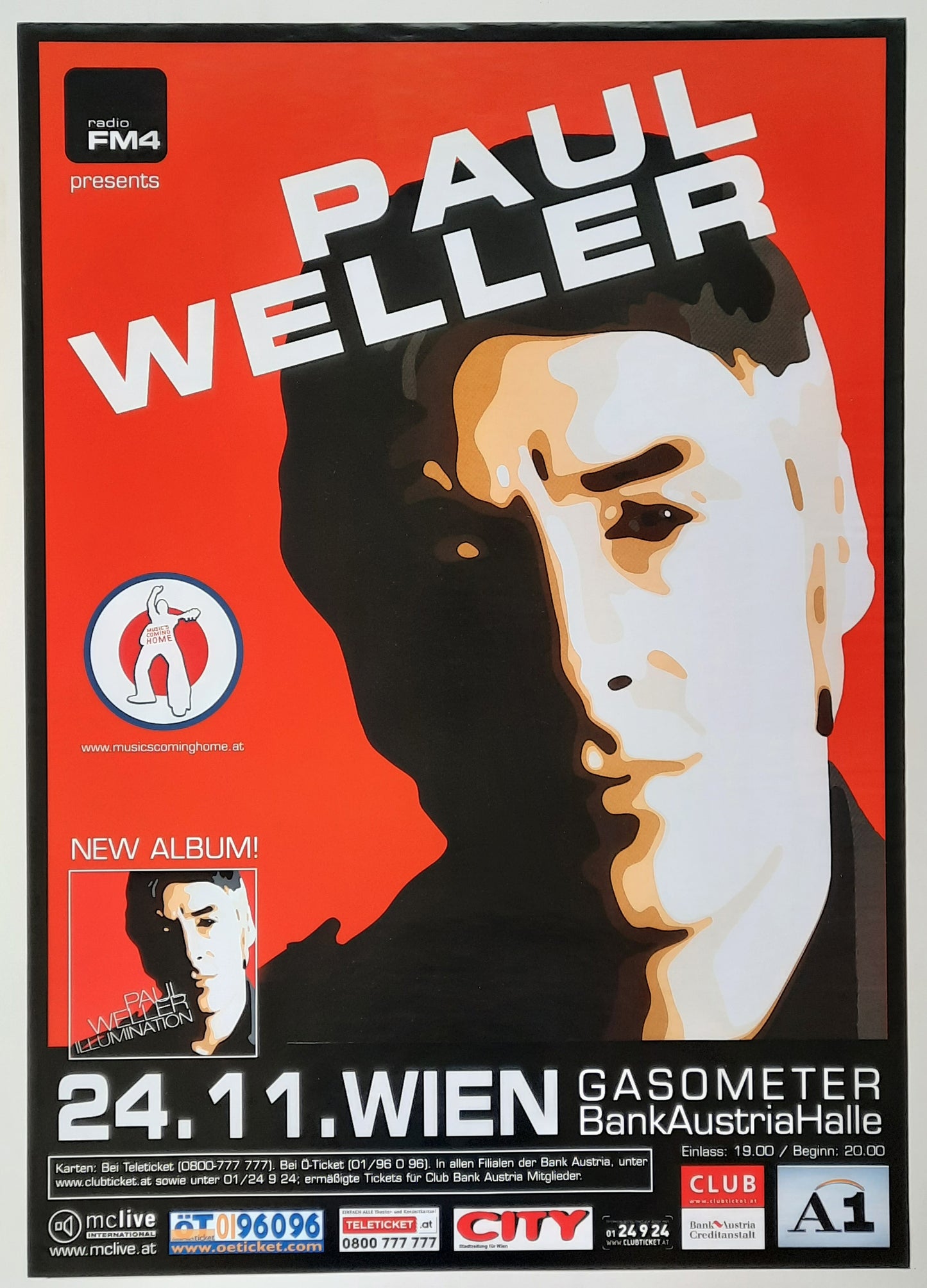 PAUL WELLER 2002 Original Concert Poster November 24th Vienna Austria 1st print 2