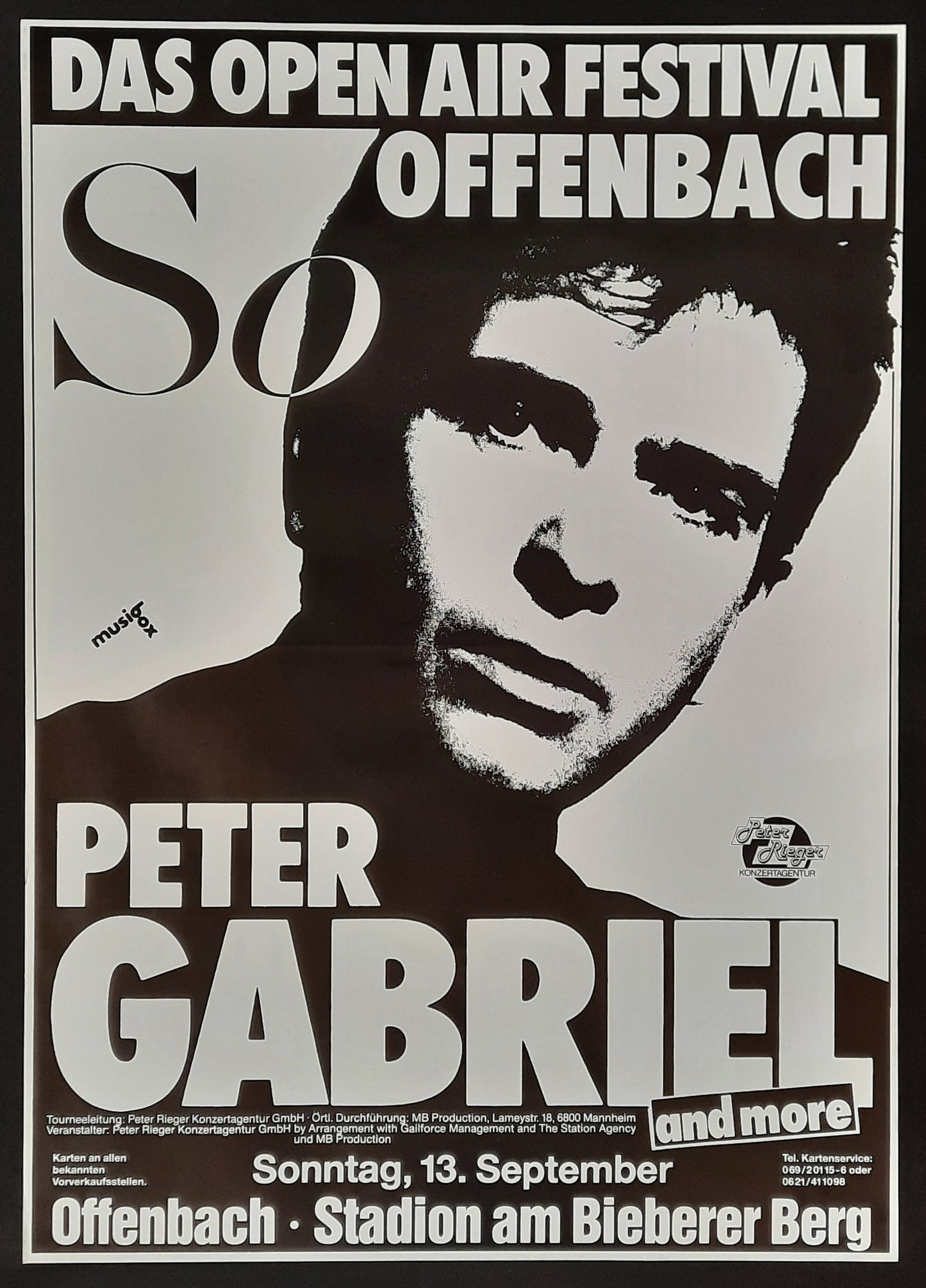PETER GABRIEL 1986 Original Concert Poster September 13th Offenbach Germany 2