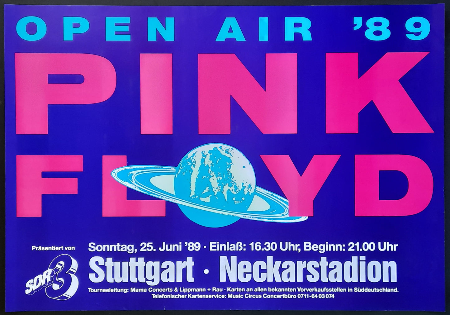PINK FLOYD 1989 Original Concert Poster - June 25, Stuttgart Germany