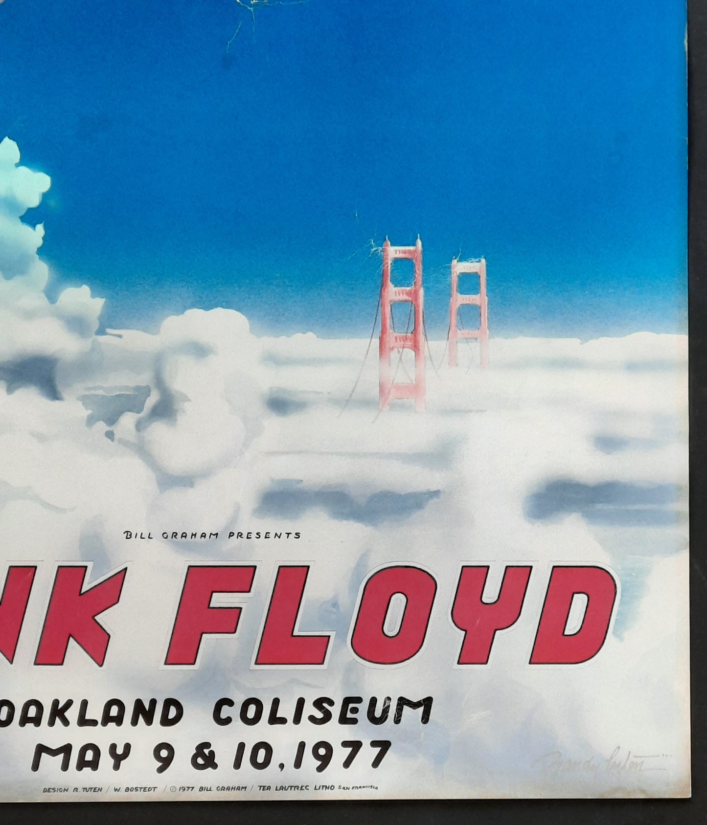 PINK FLOYD Original Concert Poster 1977 Oakland Coliseum by Randy Tuten SIGNED BY ARTIST!