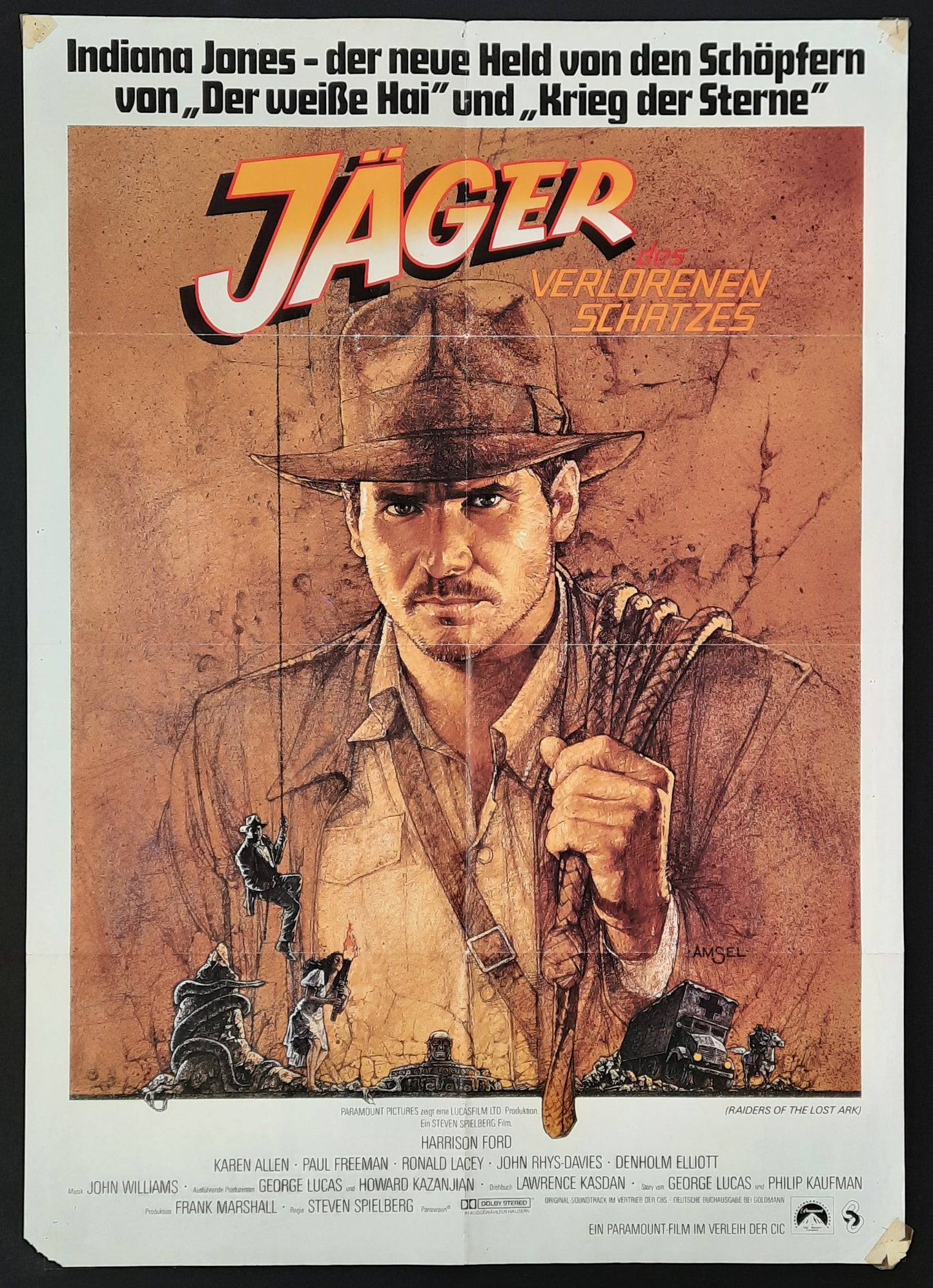 RAIDERS OF THE LOST ARK Original Movie Poster 1981 Indiana Jones German 1-Sheet 2